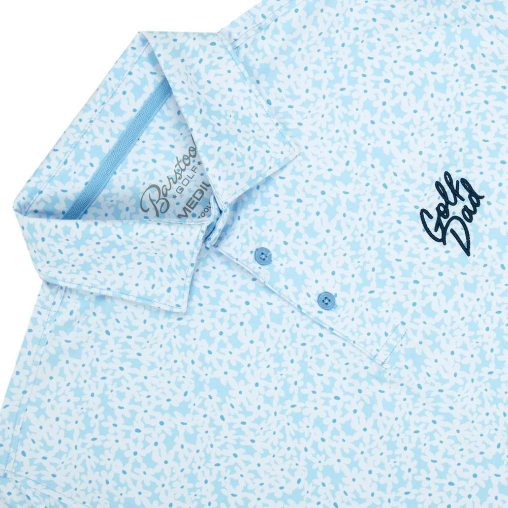 Men's Floral Print Golf Polo Shirt - Powder Blue | Breathable & Comfortable for Golfing, Casual Wear & Outdoor Activities