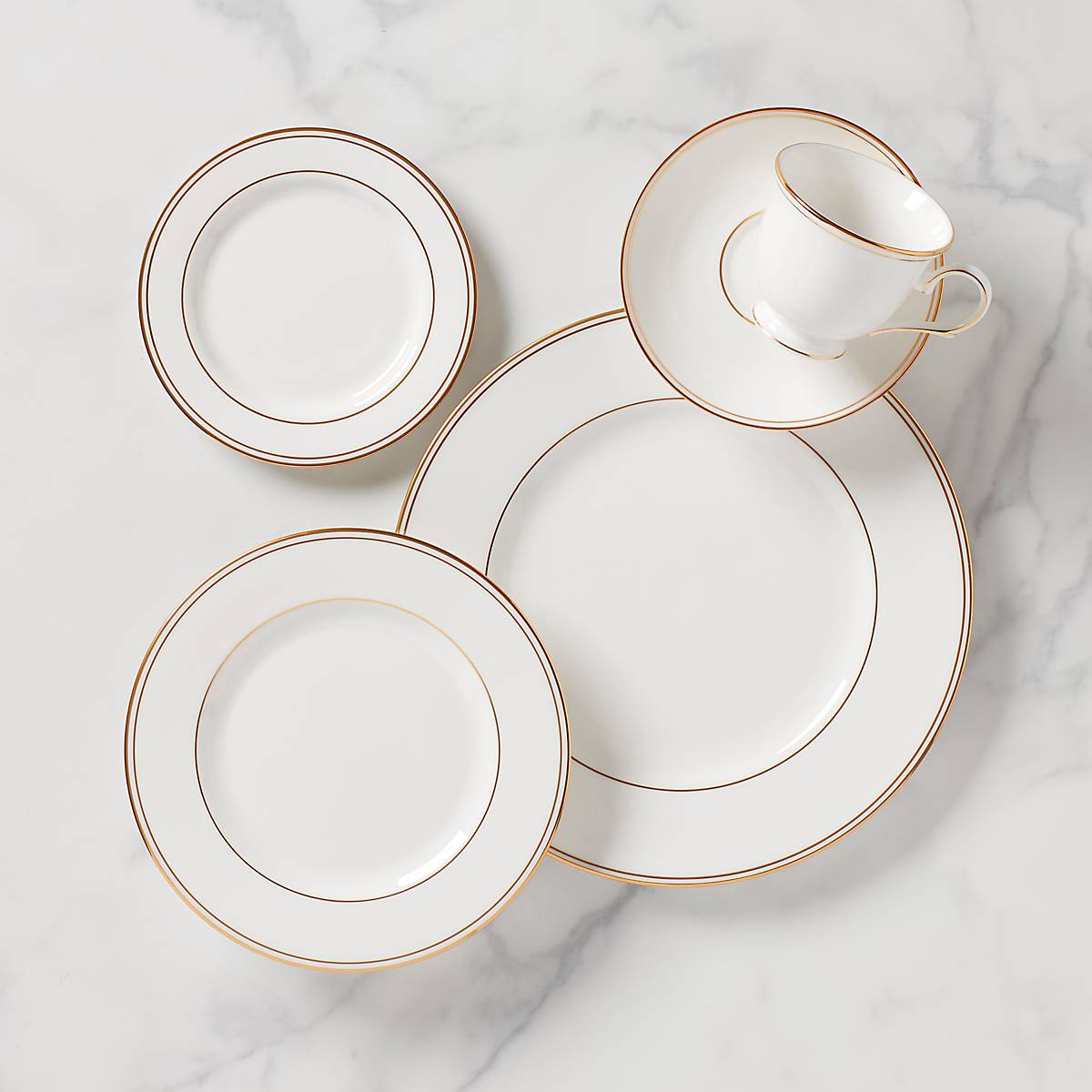 Federal Gold 5-Piece Place Setting - Elegant Dinnerware Set for Formal Dining, Weddings & Special Occasions
