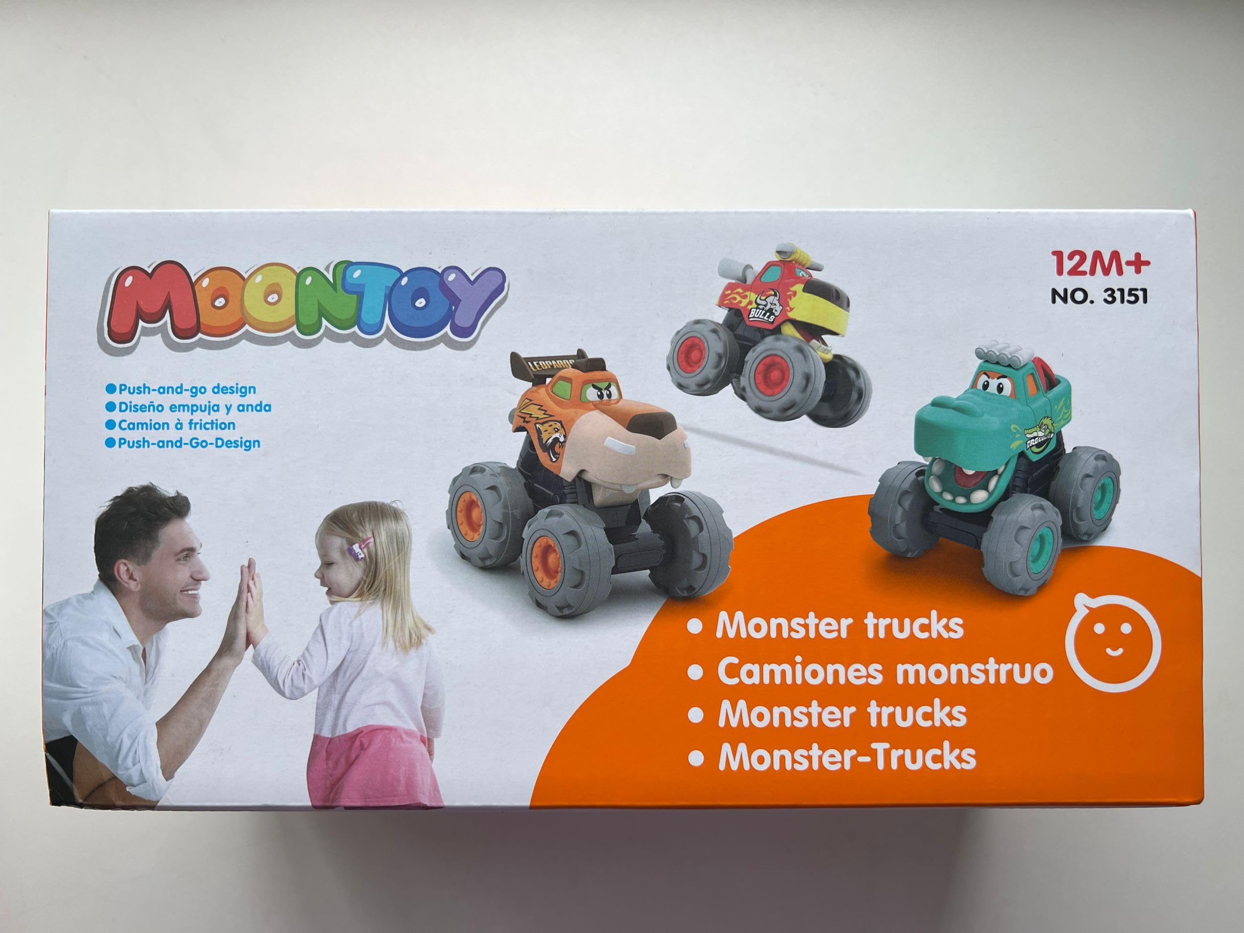 MOONTOY Pull Back Toy Cars Set - 3 Pack Friction Powered Vehicles for 1-3 Year Old Boys (Bull Truck, Leopard Truck, Crocodile Truck) | Push and Go Toddler Toys | Perfect Birthday Gift & Early Learning Play for Babies | Great for Indoor Play, Car Races, and Preschool Development
