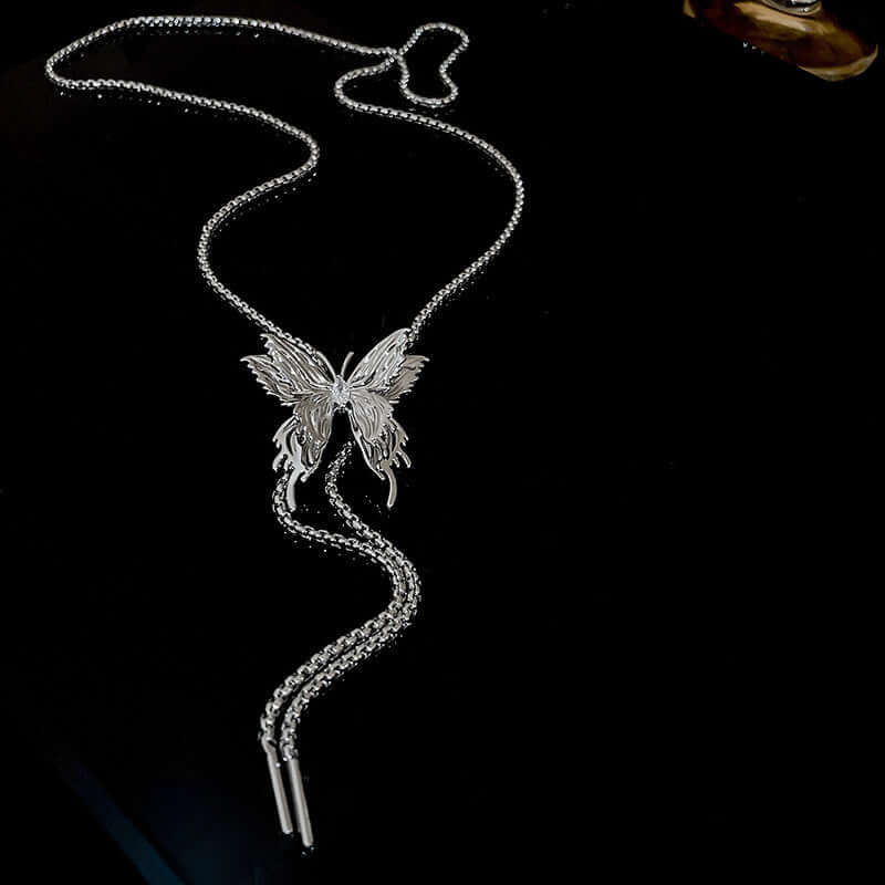 Elegant Multi-Way Lariat Butterfly Necklace with Tassel - Adjustable Layering Pendant for Women | Perfect for Parties, Weddings & Everyday Wear | HN3025