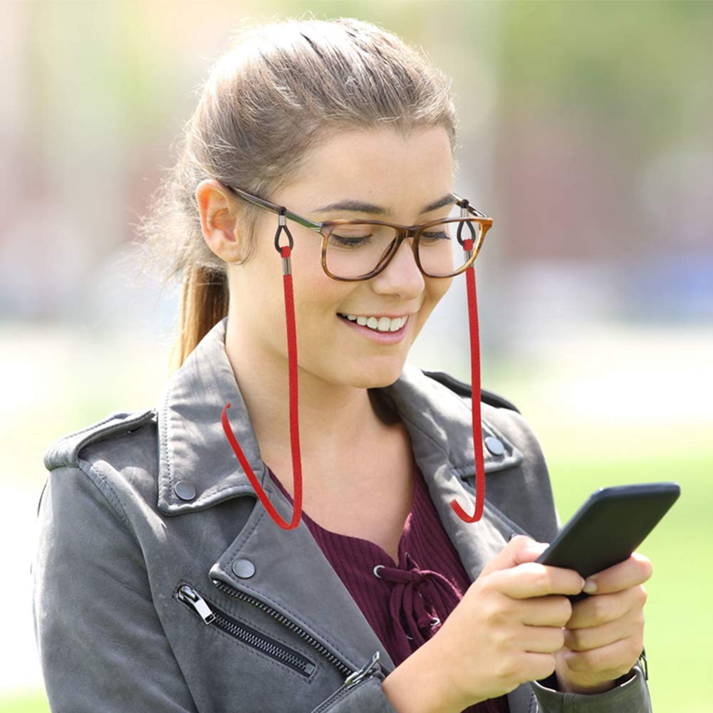 Adjustable PU Leather Eyeglass Strap - 5pcs Multi-Color for Sports & Reading Glasses