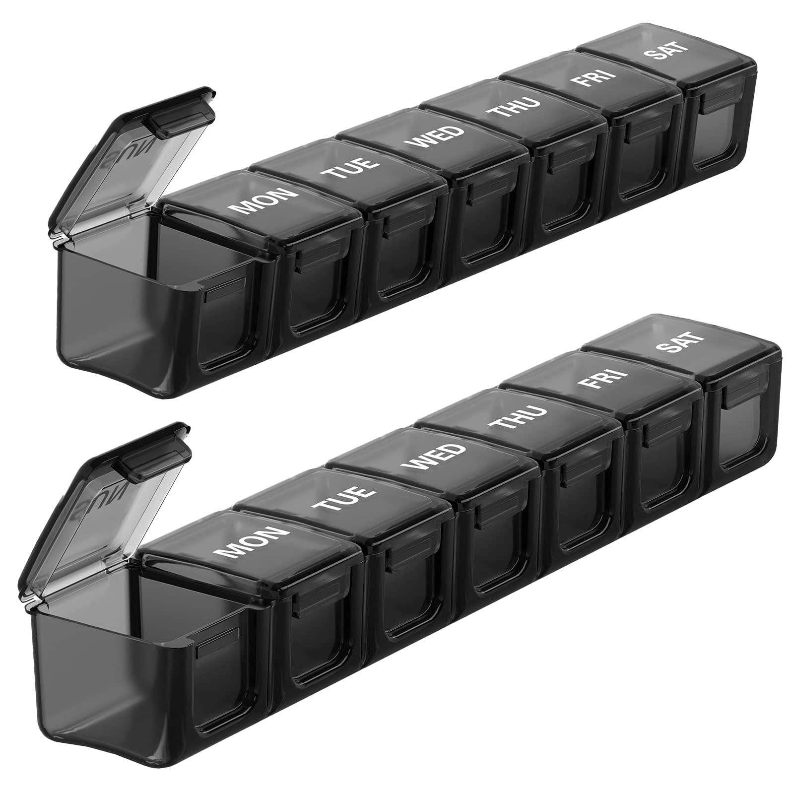 Extra Large Weekly Pill Organizer 2 Pack - 7 Day Daily Pill Case for Vitamins, Medications & Supplements | Easy to Clean | Perfect for Travel, Home & Office Use