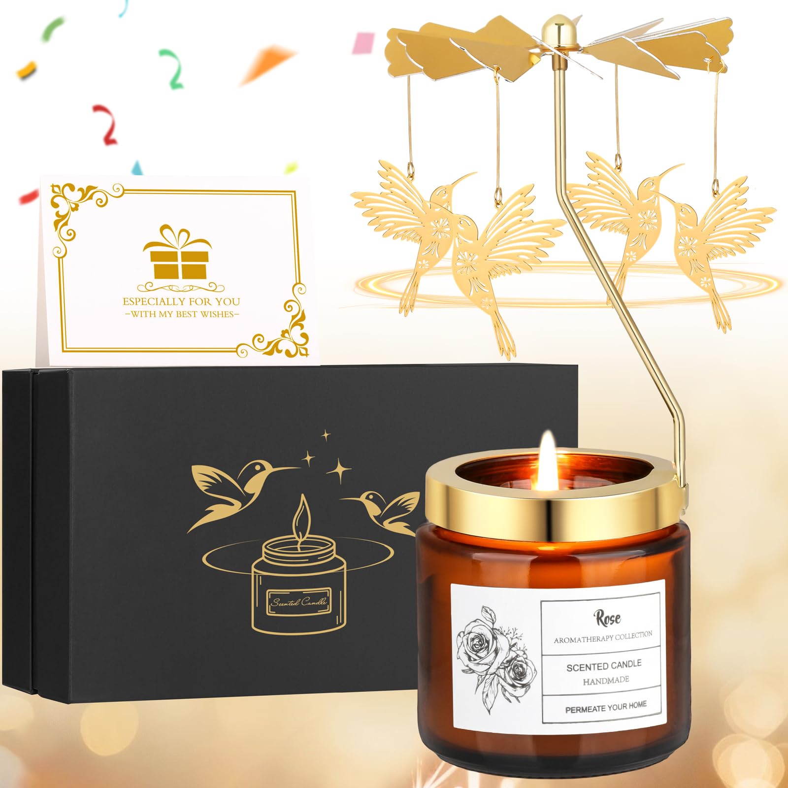 Hummingbird Scented Rotating Candle - Unique Birthday, Valentine's Day & Mother's Day Gift for Women - Romantic Anniversary Present from Daughter, Son or Sister - Perfect for Home Decor, Relaxation & Special Occasions