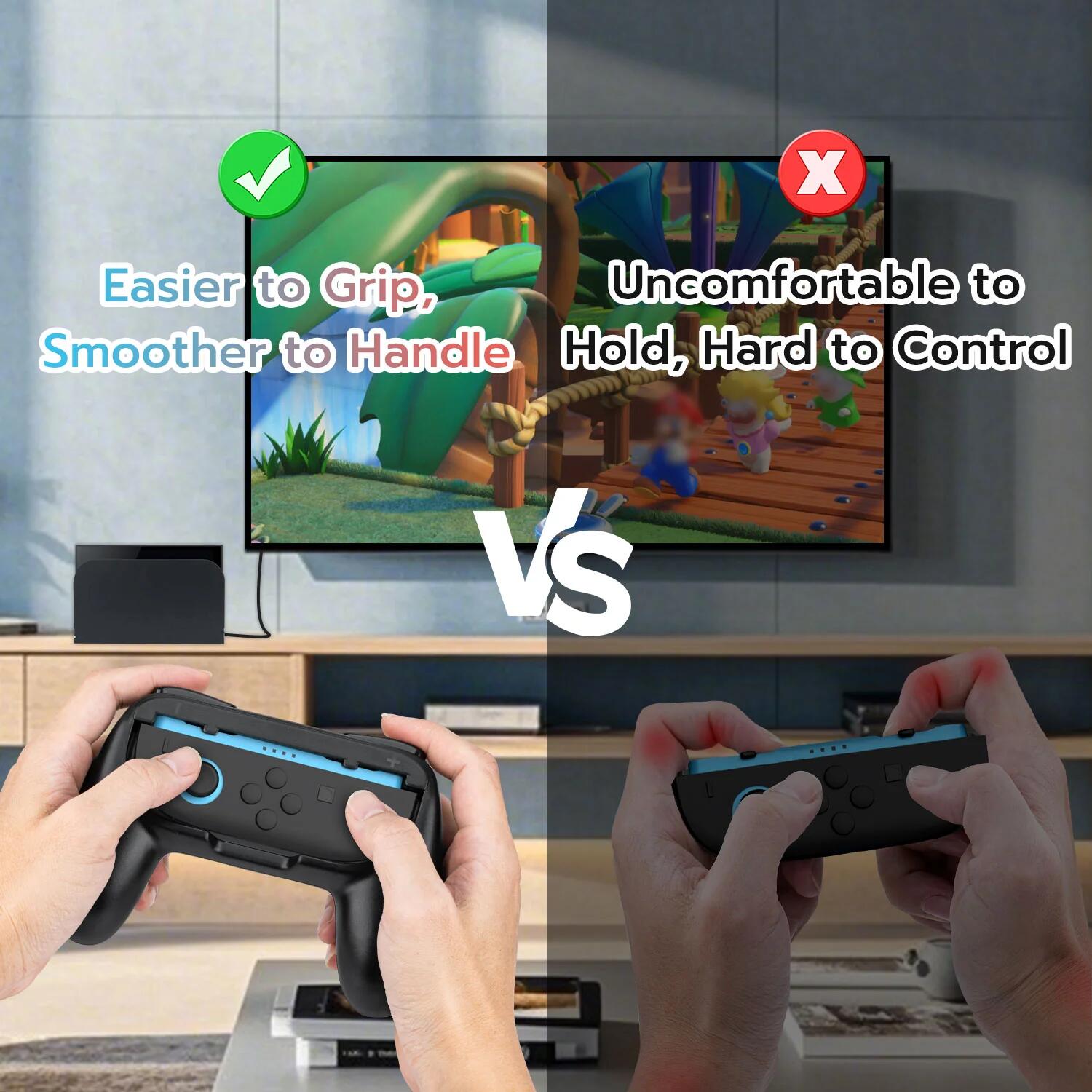 DOBE Controller Grips for Nintendo Switch 2 Joy Con Controllers - Ergonomic Black Handles (TNS 3162) | Perfect for Gaming Comfort & Travel Accessories