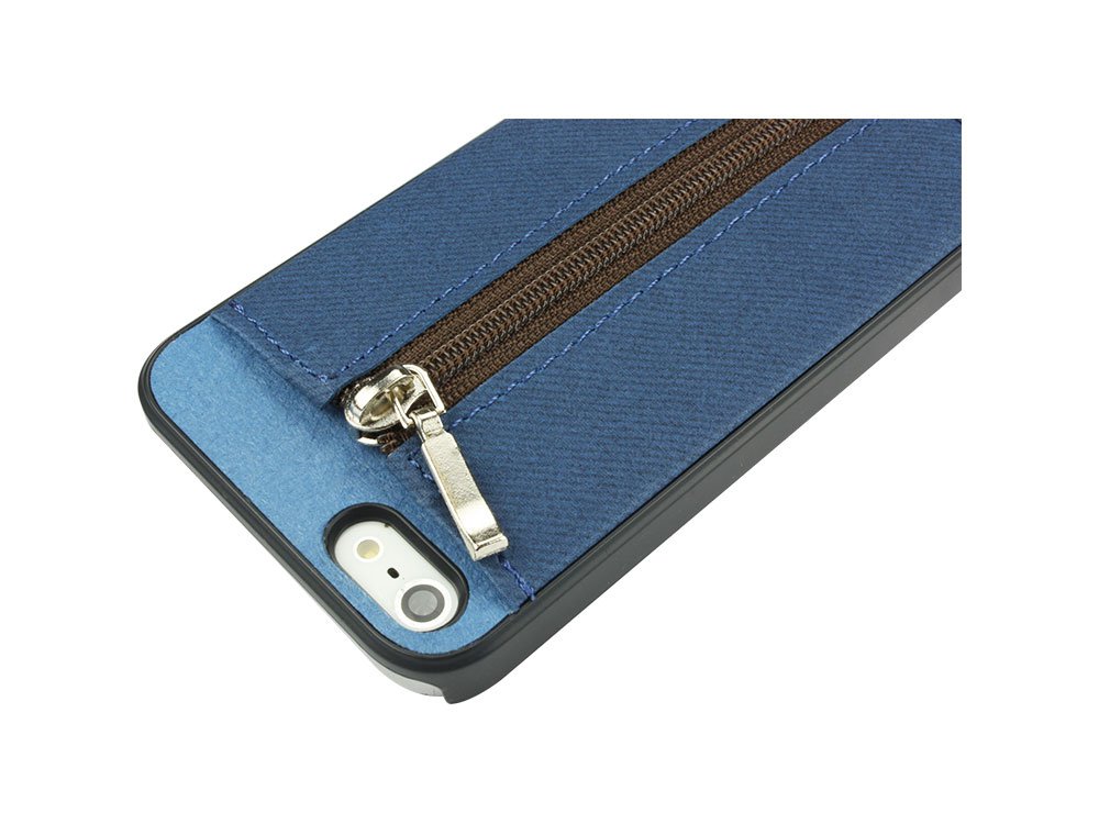 Cellet iPhone 5 Zipper Wallet Case - Denim Blue Jean Style | Slim Protective Cover with Card Slots | Perfect for Travel, Work & Everyday Use