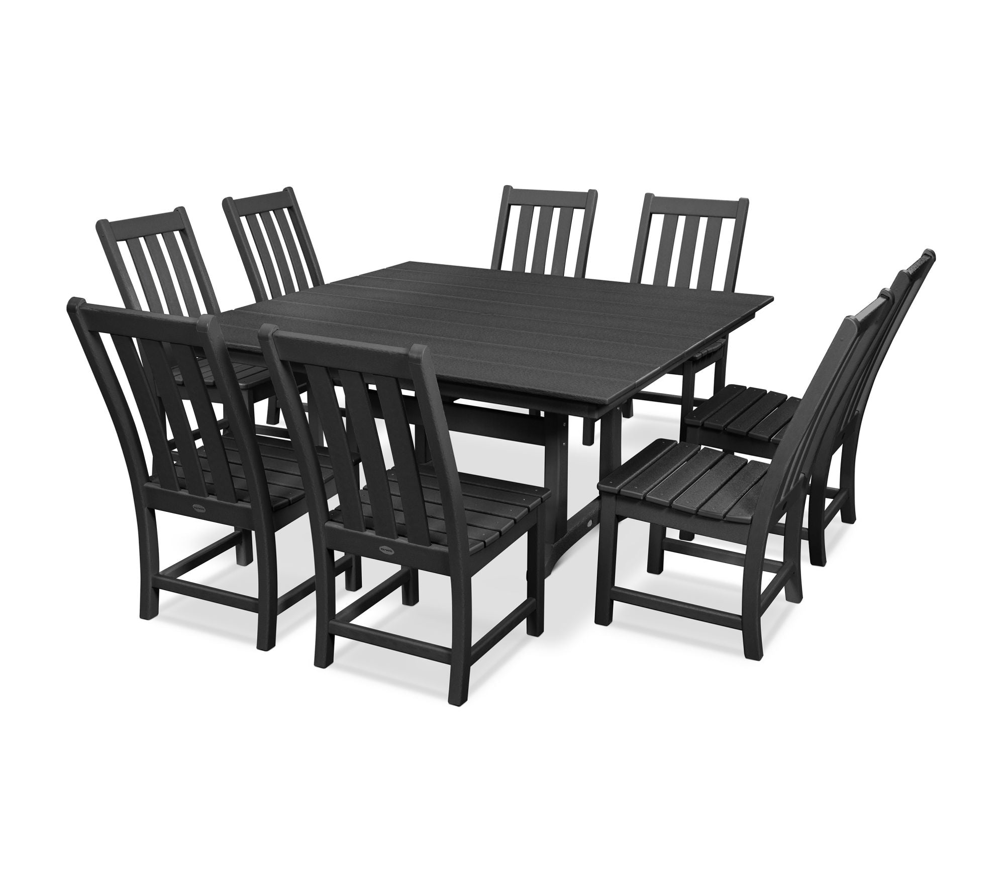 POLYWOOD Vineyard 9-Piece Farmhouse Trestle Dining Set - Outdoor Patio Furniture for Backyard, Garden & Poolside Dining