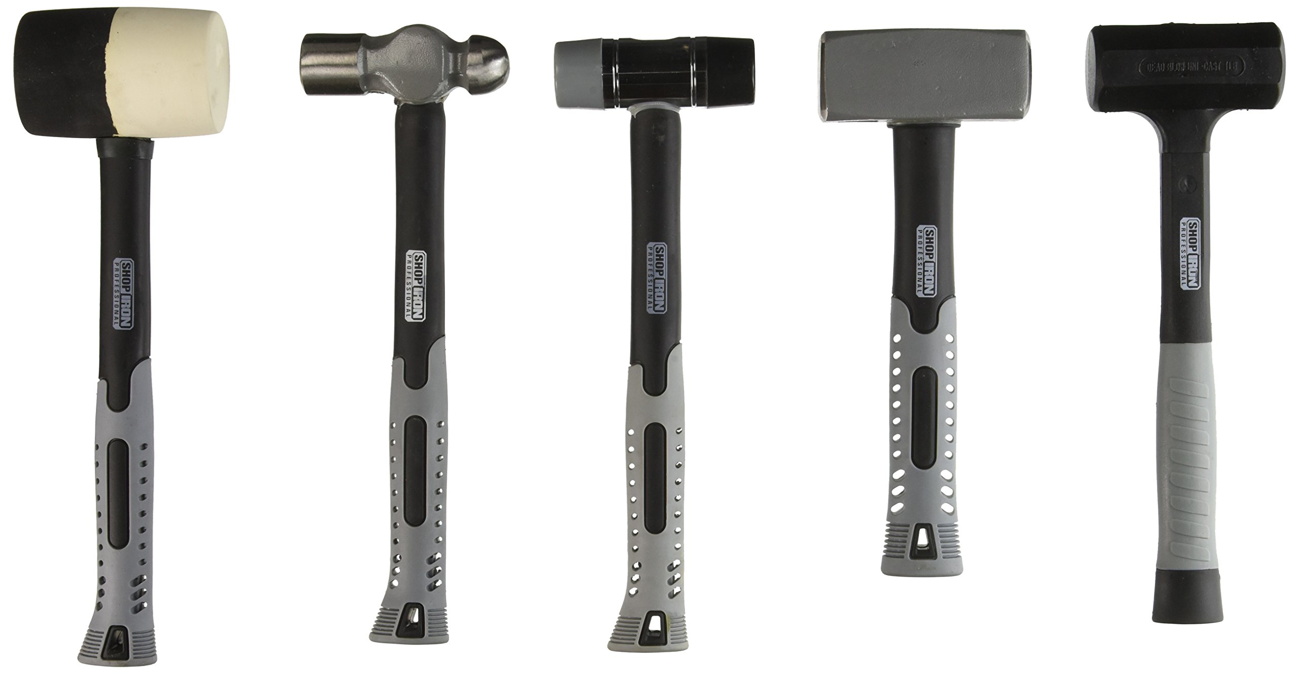 Titan 63126 5-Piece General Hammer Set with Wooden Handles - Heavy Duty Claw, Ball Peen, and Rubber Mallets for Construction, Woodworking, and DIY Home Projects
