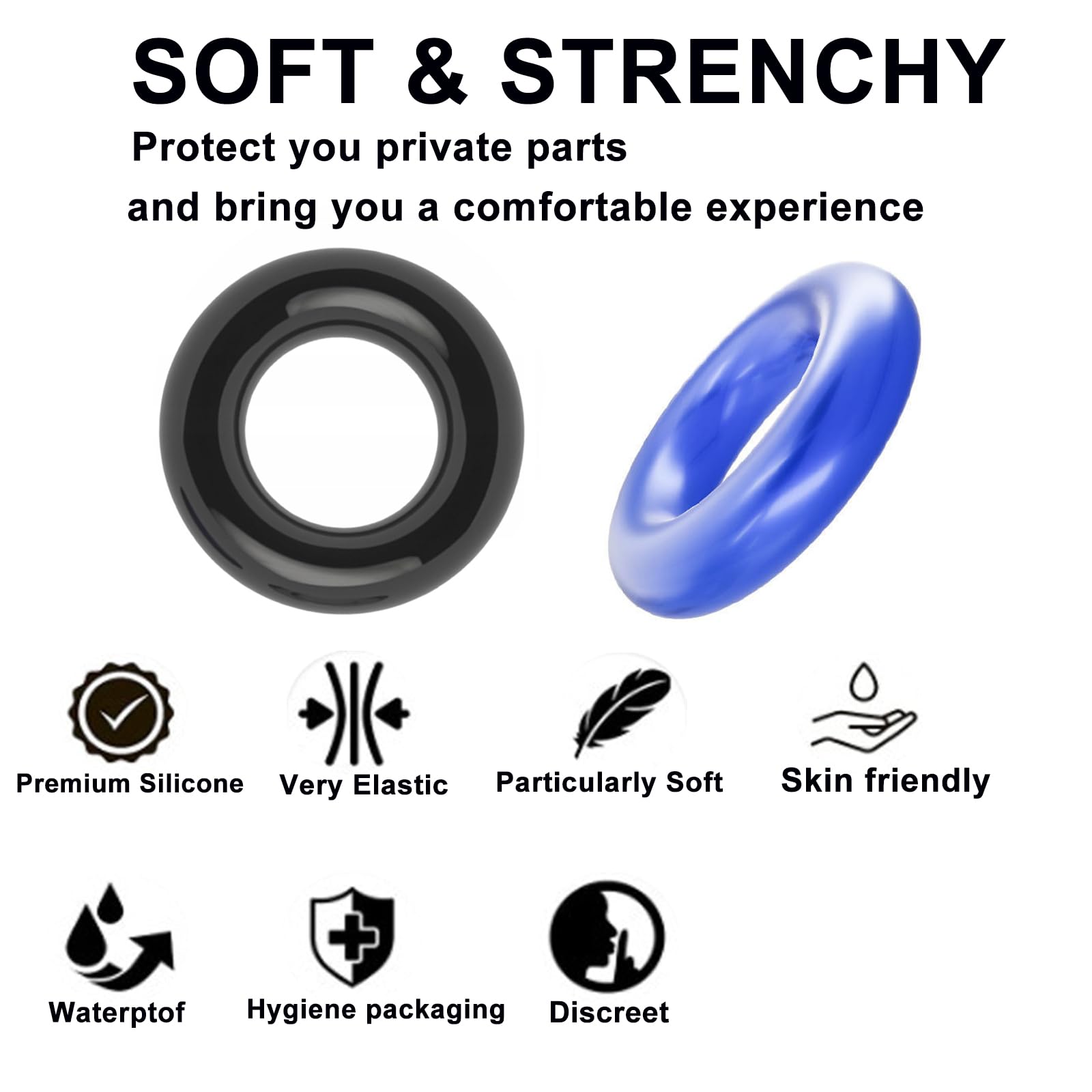 Vibrating Cock Ring - Silicone Penis Ring for G-Spot & Clitoral Stimulation, Enhances Erection for Longer & Stronger Performance - Adult Male Sex Toy (Blue & Black) - Perfect for Couples Play & Solo Pleasure