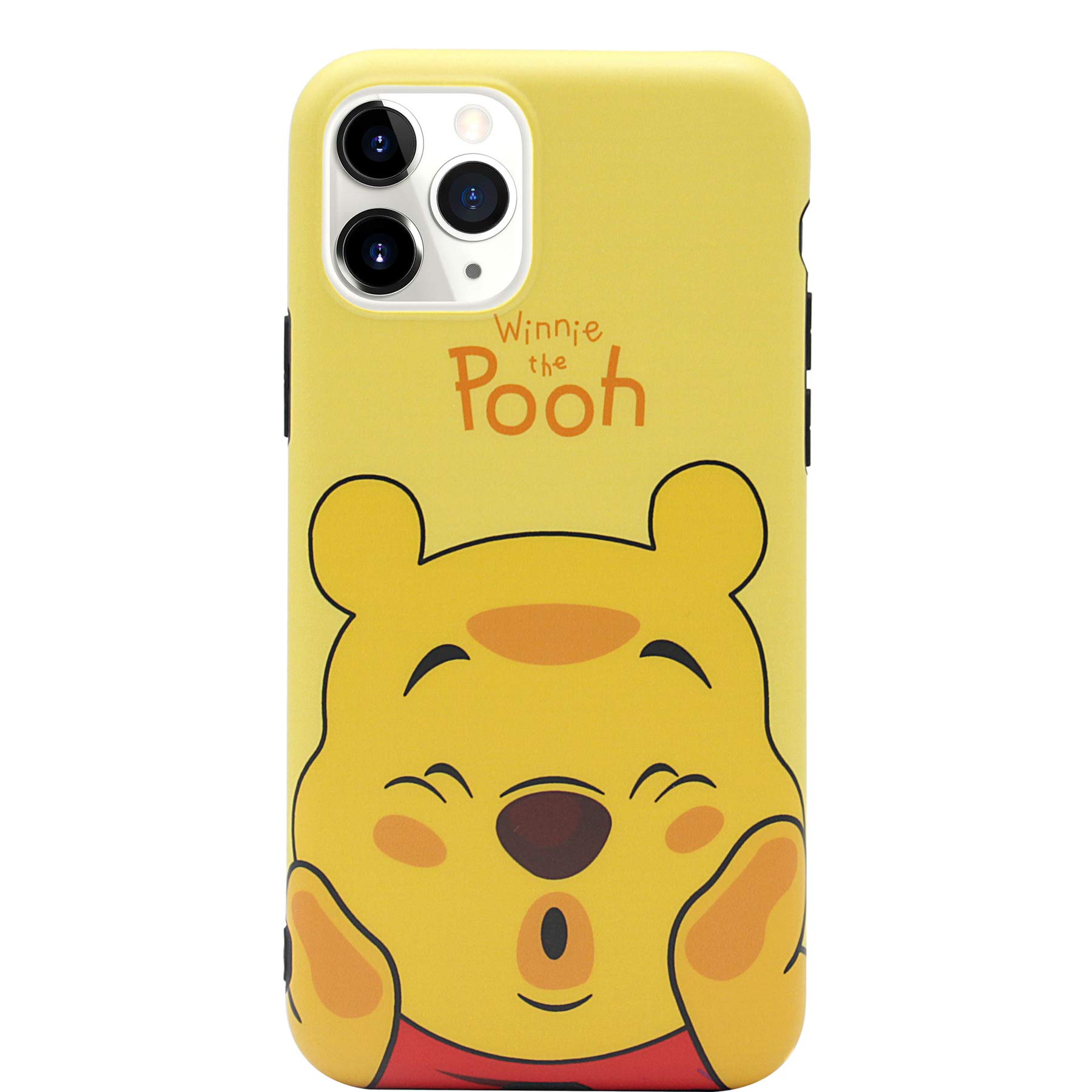 **Cute Vibrant Matte IMD Cartoon iPhone 11 Pro Max Case - Slim Fit Black Bumper Full-Body Soft TPU Protective Cover for iPhone 11 Pro Max 6.5 Inch (2019) - Perfect for Daily Use, Travel & Gift (Pooh Bear Design)**