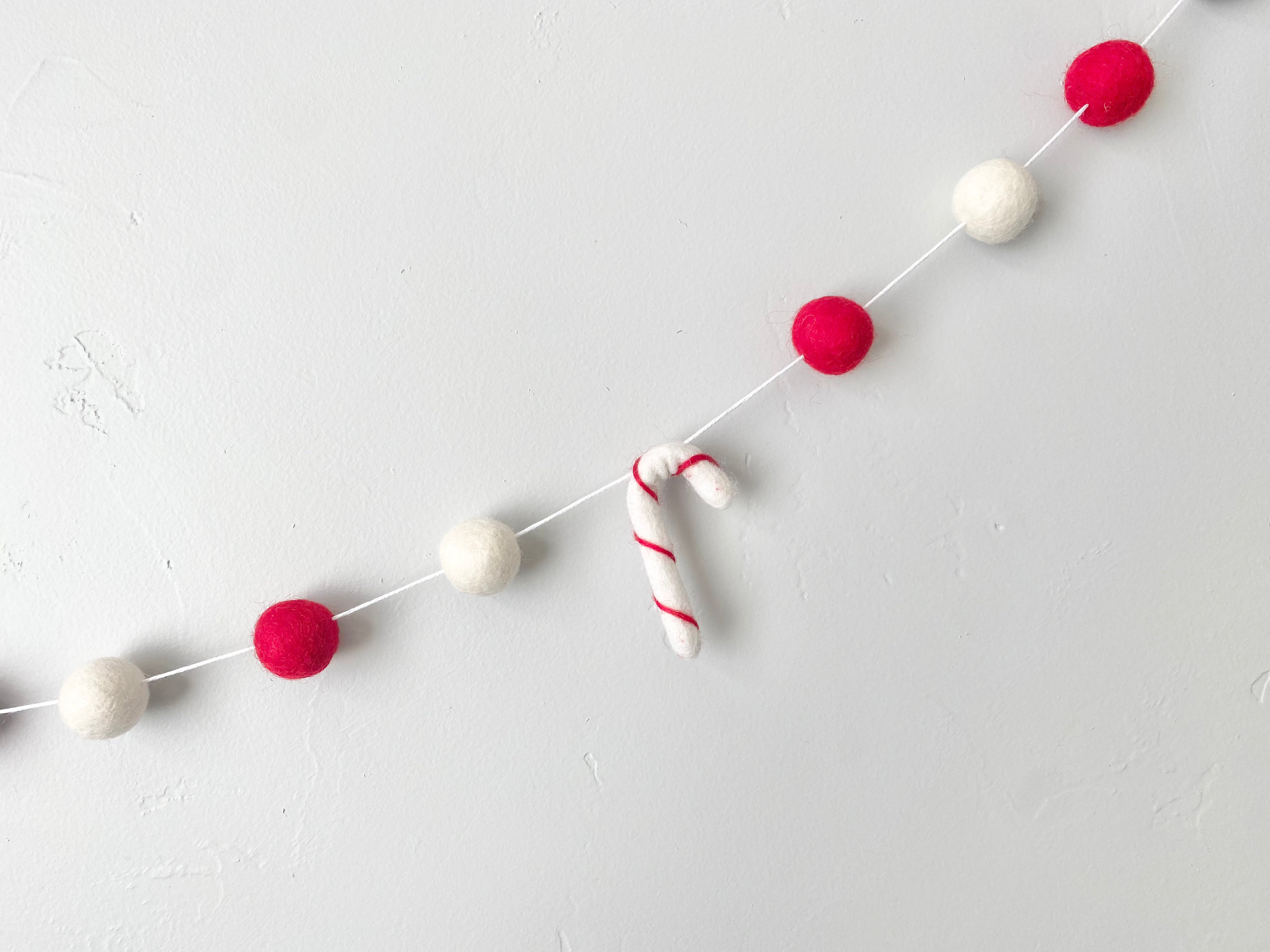 Red & White Candy Cane Garland - Christmas Holiday Decor for Tree, Fireplace & Home - Perfect for Xmas Party, Winter Wedding & Festive Decorations