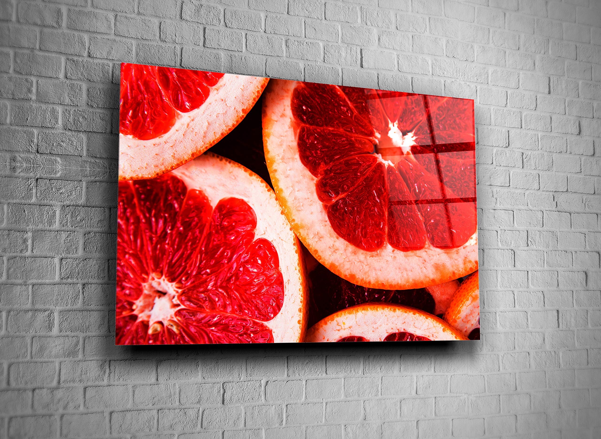 Grapefruit Citrus Fruit Print Tempered Glass Wall Art - Kitchen Decor, Unique Gift for Home, Dining Room & Office Decor