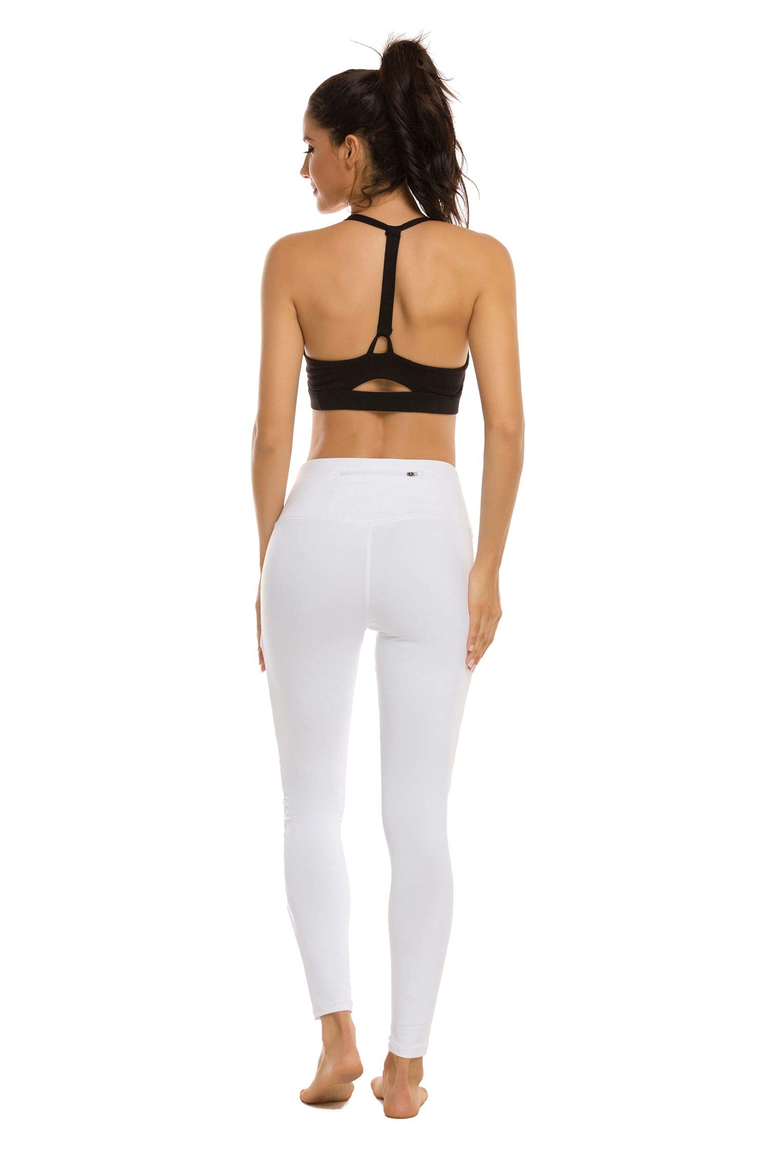 Romansong Women's High Waisted Yoga Pants with Pockets - 4-Way Stretch Tummy Control Mesh Leggings, Non See-Through Workout Capris for Gym, Running & Lounge Wear