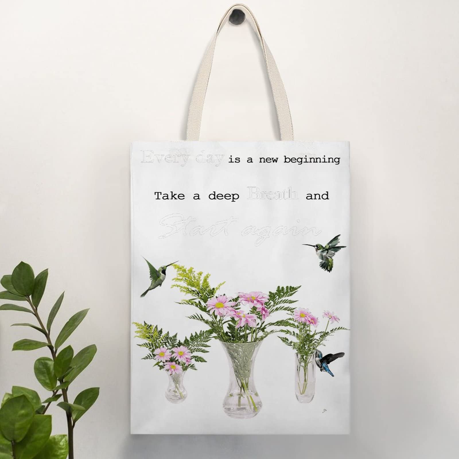 Stylish Canvas Tote Bag for Women - Garden Themed Hummingbird Design Custom Shopping Bag | Perfect for Beach, Work, Teachers & Everyday Use | Durable & Fashionable Carryall