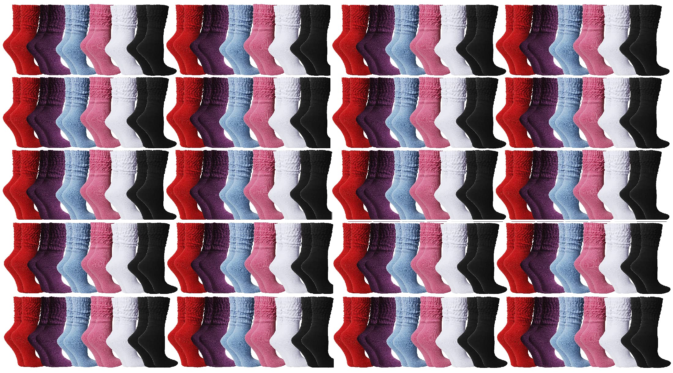 Yacht & Smith 120 Pack Women's Cotton Slouch Socks - Knee High Boot Socks for Women | Soft & Comfortable Crew Socks for Winter, Fall, and Casual Wear