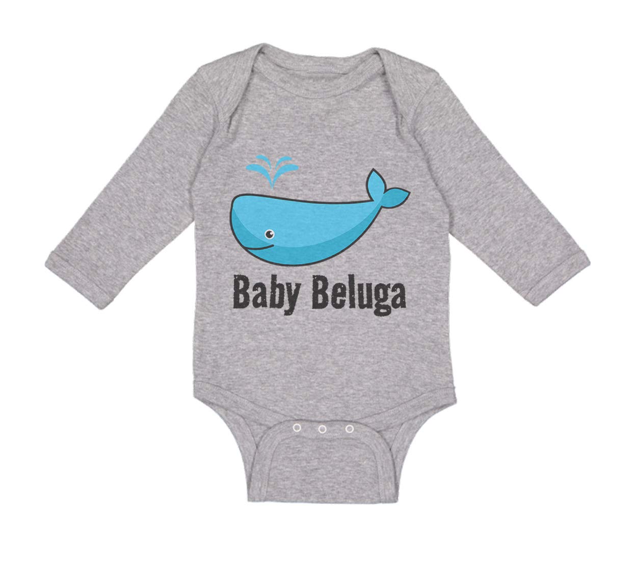 Cute Rascals Baby Long Sleeve Bodysuit - Beluga Whale Ocean Design - Soft Cotton - Blue & Gray - 12 Months - Perfect for Playtime & Photo Shoots