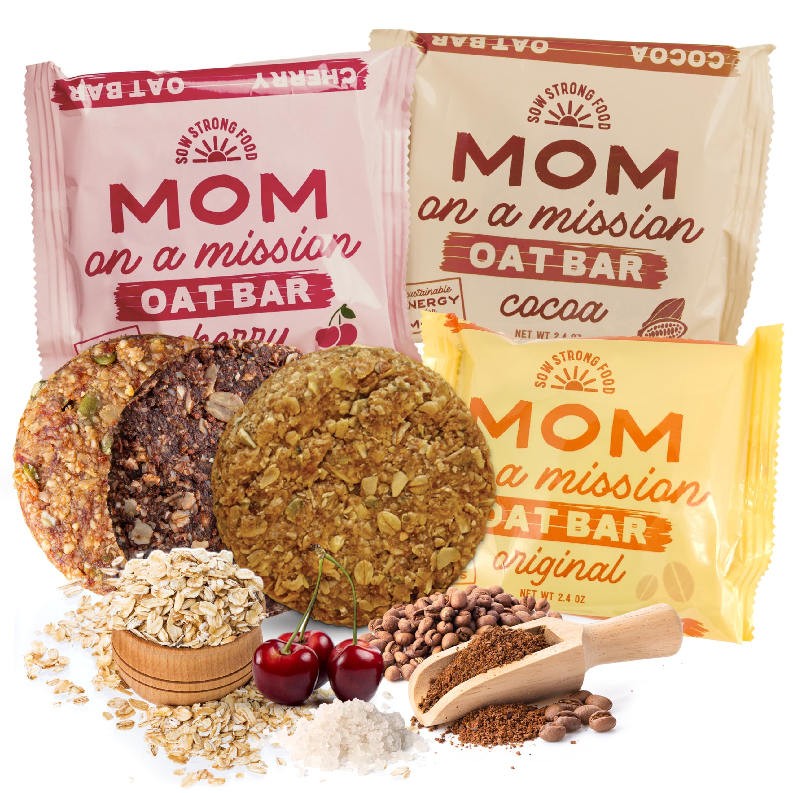 SOW STRONG FOOD Variety Oat Bar (3-Pack) | High Energy & High Carb Healthy Snacks | Vegan Oatmeal Bars for Adults | Natural Energy Boost & Focus | Perfect for Hiking, Workouts & On-the-Go Snacking