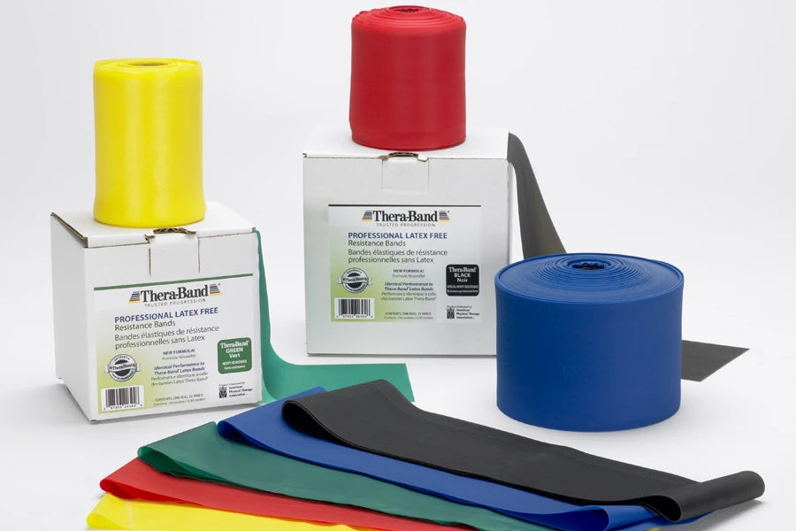 Theraband Flat Resistance Bands - Classic Bulk & Pack Options for Physical Therapy, Home Workouts, and Fitness Training