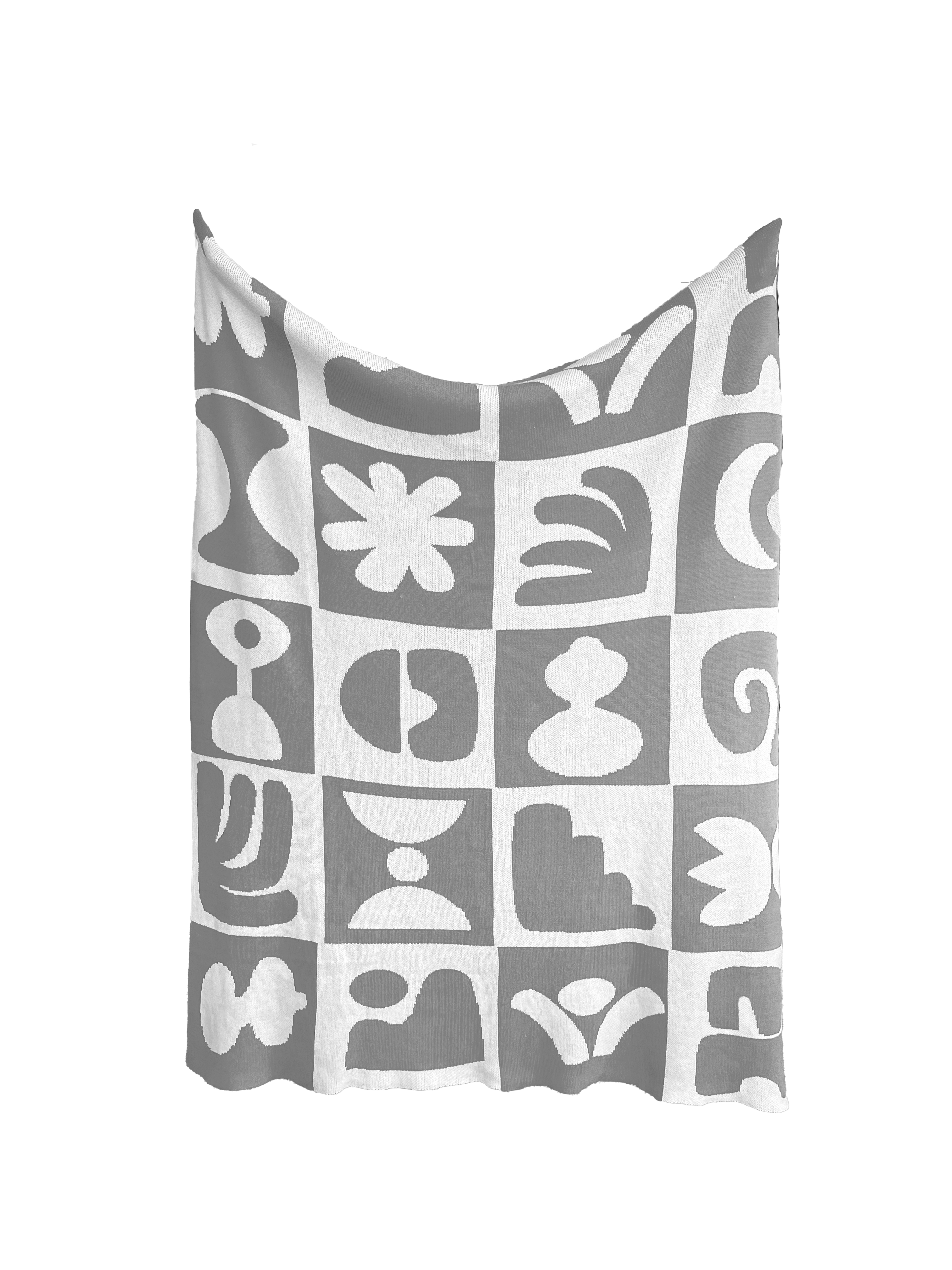 Abstract Knitted Throw Blanket 51x67 Inches Taupe & Ivory - Cozy Soft Chunky Knit Blanket for Couch, Bed, Sofa, Living Room & Home Decor