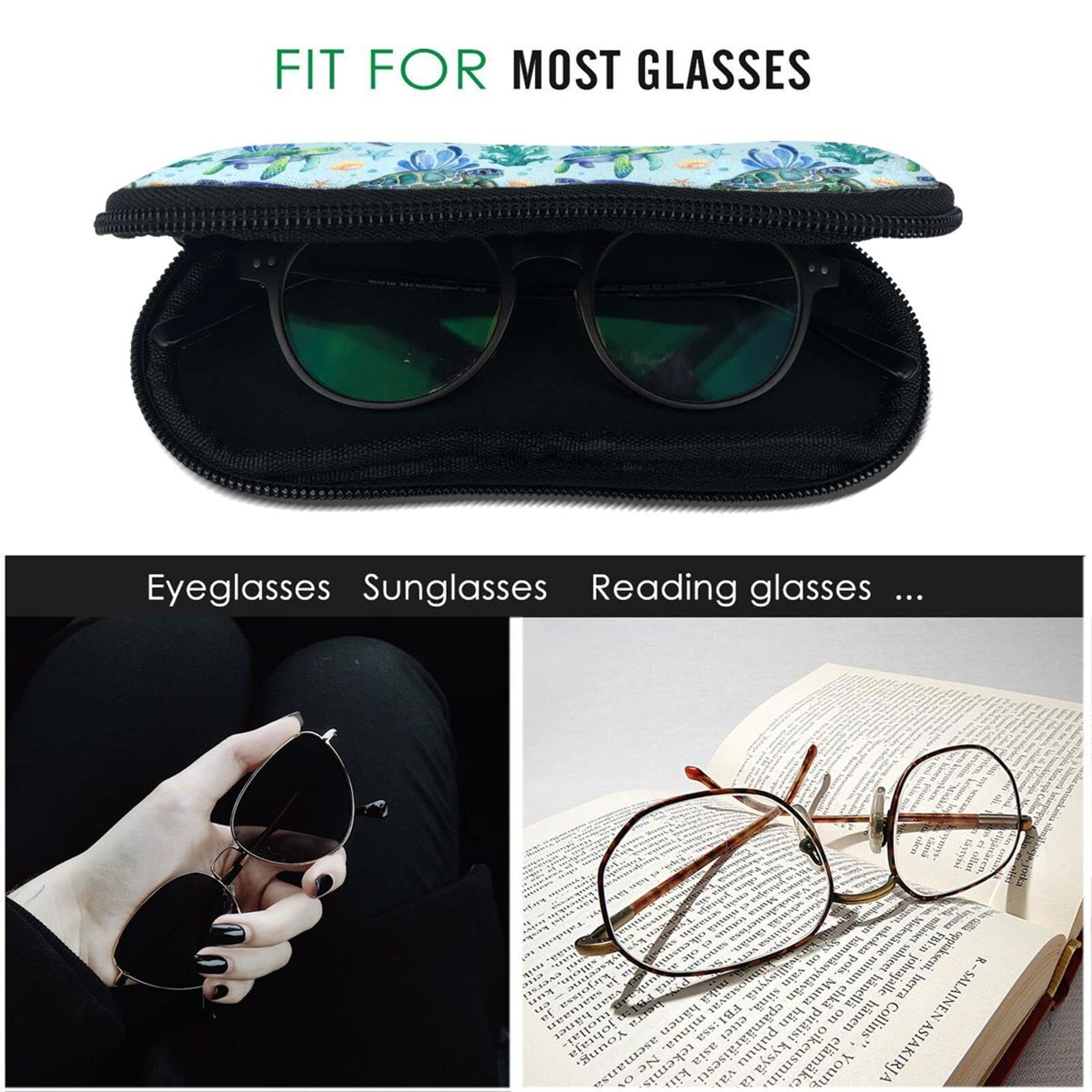 Portable Eyeglass Case - Soft Neoprene Zipper Sunglasses Pouch for Travel, Glasses Box Holder - Perfect for Daily Use, Office, and Outdoor Activities