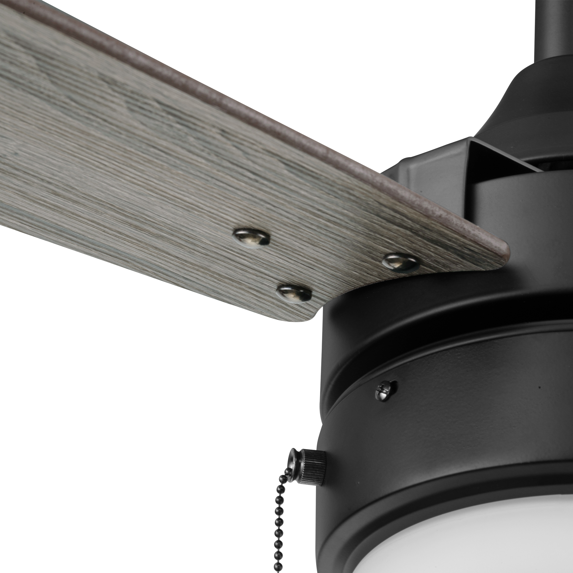 48 Inch Honeywell Berryhill Matte Black Ceiling Fan with Light Kit and Pull Chain - Perfect for Living Room, Bedroom, and Outdoor Covered Patio