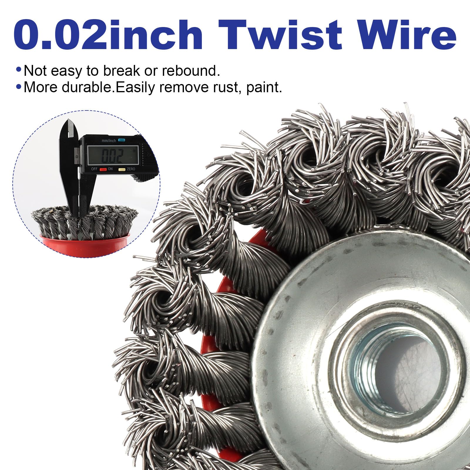 Rocaris 10 Pack Wire Cup Brush for Angle Grinders - 4.5 Inch Twisted Knotted & Coarse Crimped Wire Wheels for Metal Cleaning, Rust Removal & Surface Preparation | Perfect for DIY Projects, Automotive Repair & Industrial Applications