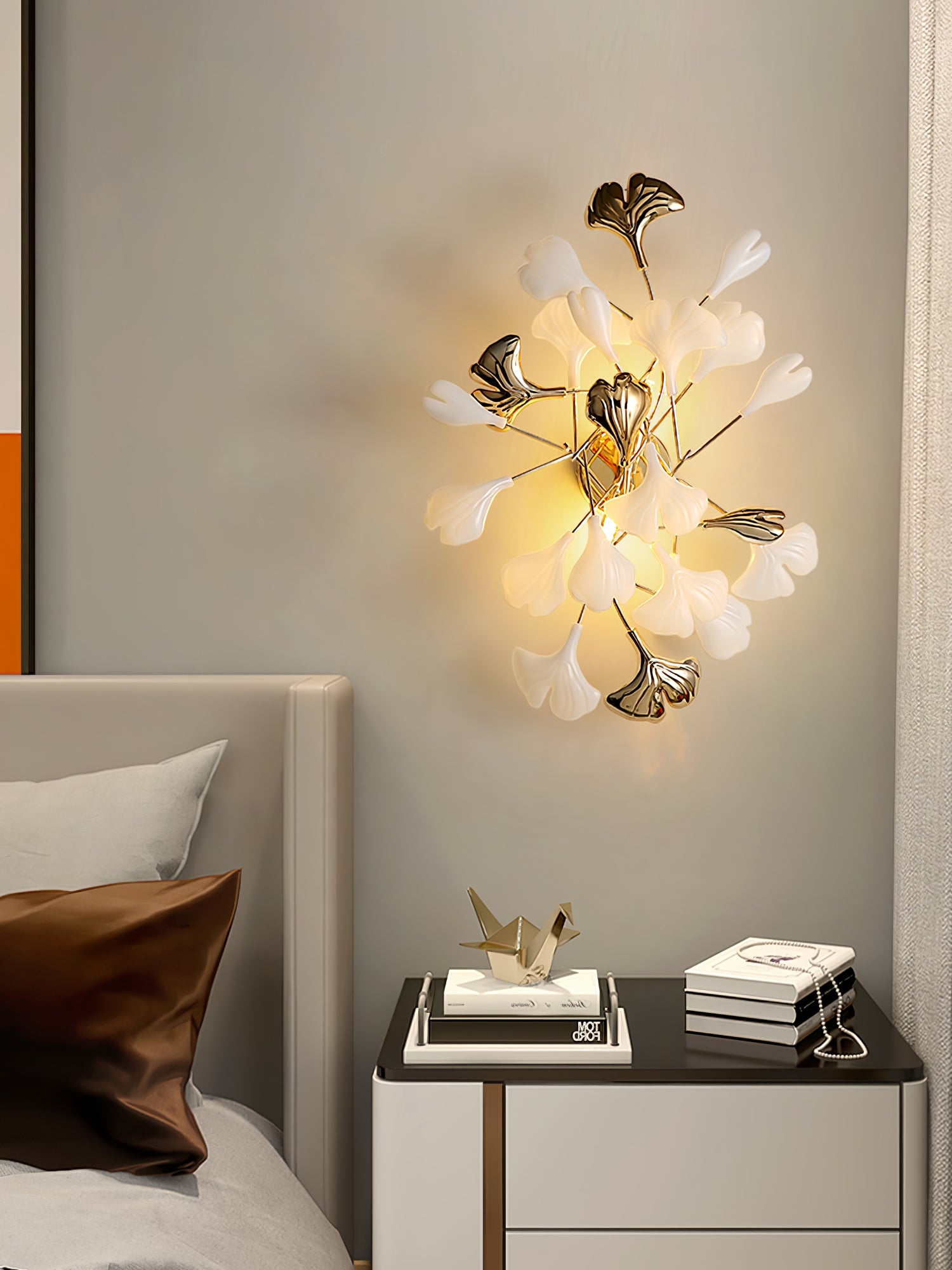 Modern Ginkgo Leaf Wall Lamp - LED Night Light for Bedroom, Living Room & Hallway - Decorative Lighting for Home & Office - Energy Efficient & Stylish Design