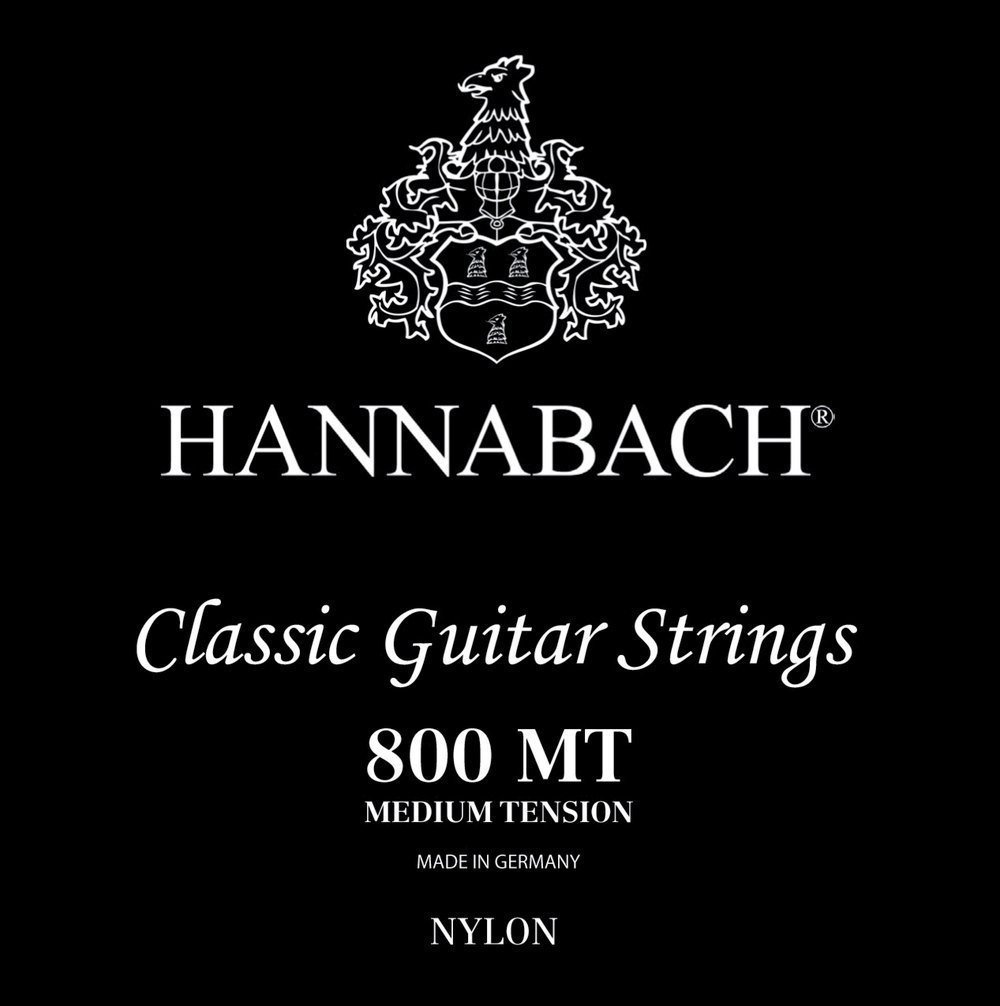Hannabach 652377 Series 800MT Classical Guitar Strings - Medium Tension Silver-Plated Nylon Strings Set for Acoustic Guitar - Perfect for Professional Performances & Studio Recording