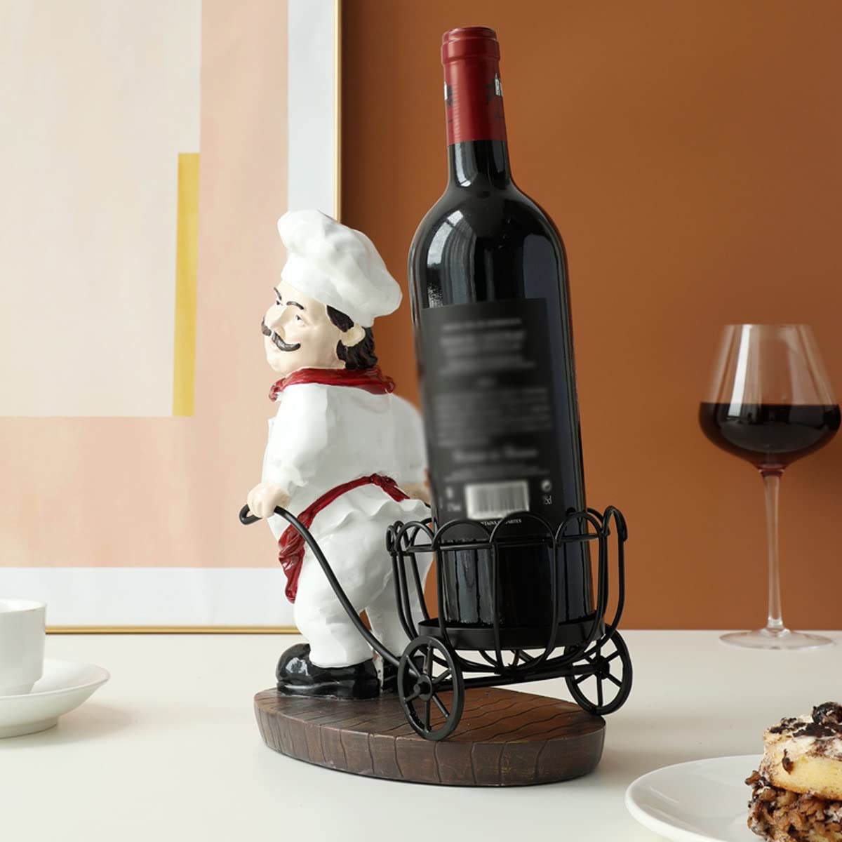 SEFAX Creative Resin Mustache Chef Wine Rack - Modern Wine Bottle Display Holder for Kitchen, Bar & Restaurant Decor - Perfect for Home Storage & Wine Enthusiasts - Ideal for Gifts, Parties & Entertaining