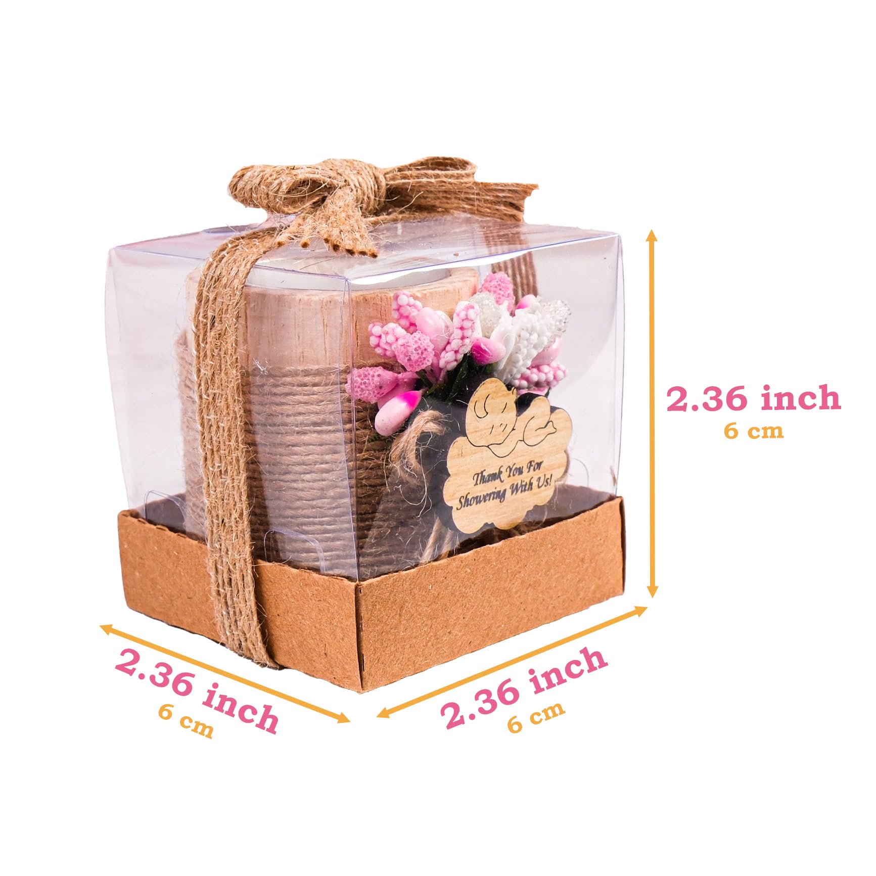10 Pack Wooden Tealight Candle Holders for Baby Shower Decorations - Pink & Light Brown Baby Shower Gifts, Party Favors, Wedding Centerpieces, Romantic Home Decor
