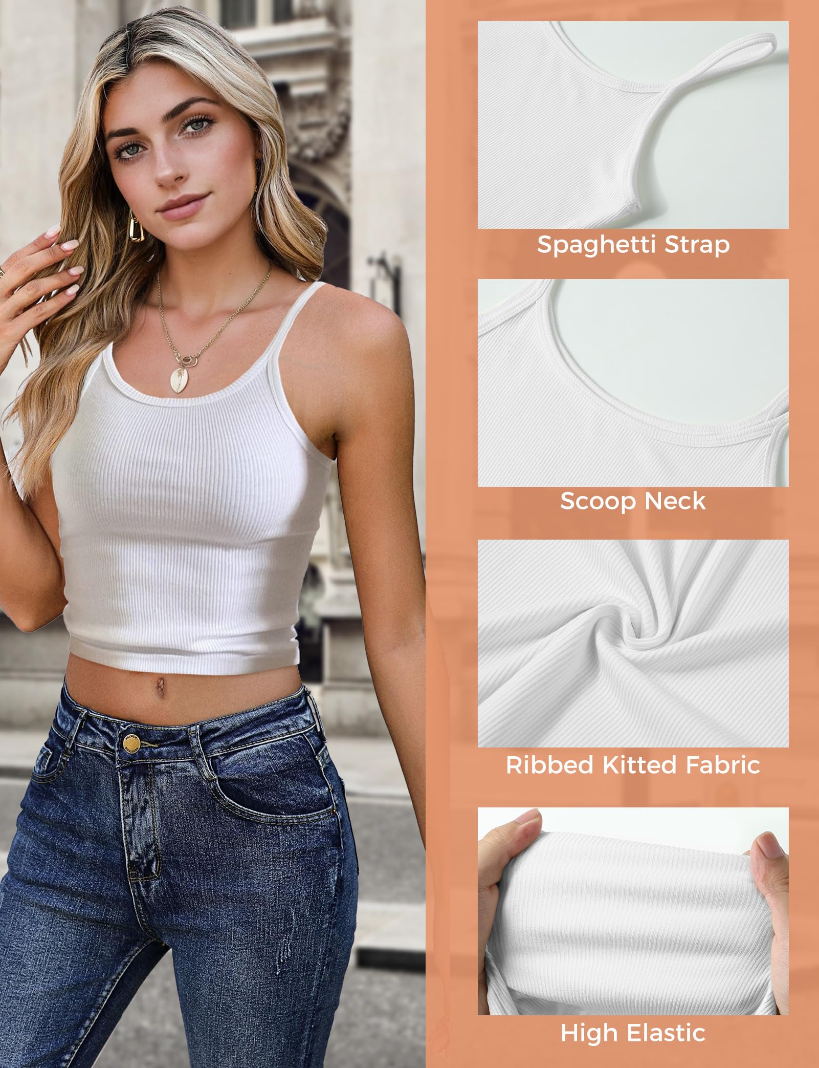 Women's Ribbed Sleeveless Crop Tank Tops - Scoop Neck Casual & Going Out Shirts for Summer, Gym, Beach & Everyday Wear