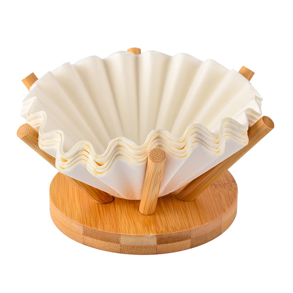 CAFEMASY Bamboo Coffee Filter Holder & Storage Rack - Organize Coffee Filters for Home, Kitchen, Coffee Bar Counter Decor - Perfect for Espresso, Drip Coffee & French Press Accessories