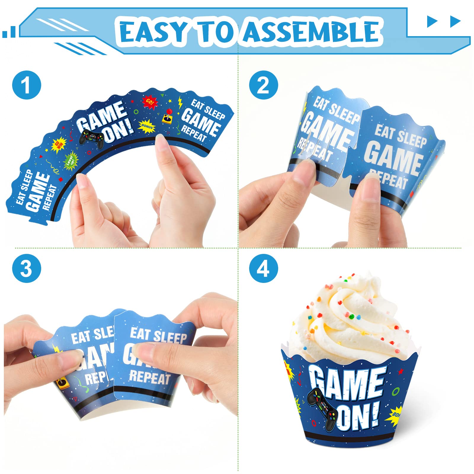 96 Pcs Video Game Controller Cupcake Toppers - Gaming Theme Cake Decorations for Gamer Birthday, Anniversary Parties - Blue Gamepad Cupcake Picks (Perfect for Gaming Themed Parties, Baby Showers, and Retro Game Lovers)