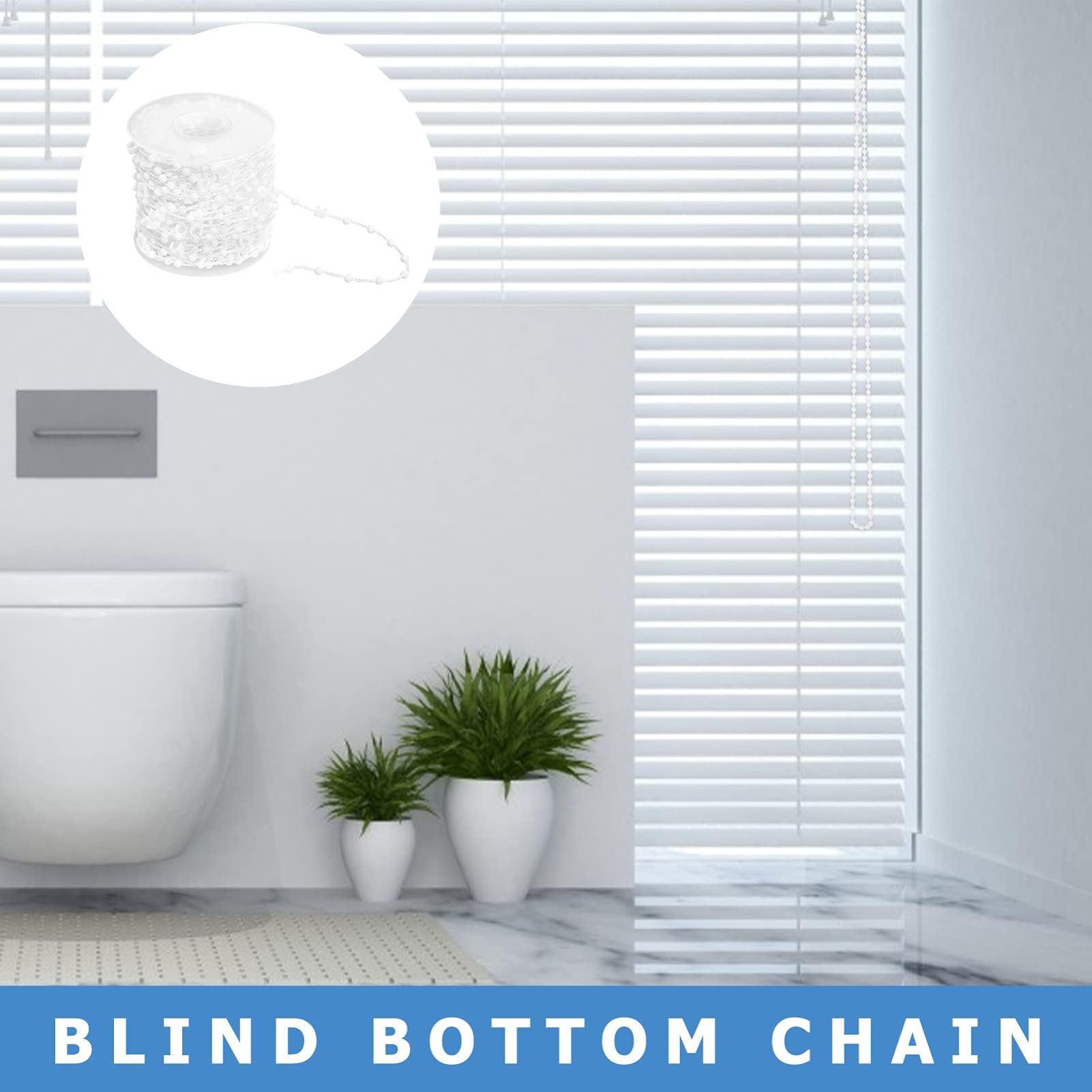 DOITOOL Vertical Beaded Chain Cord with Connector Clips - Roller Blind Repair Kit for Roman Shades & Vertical Blinds | Durable Window Treatment Accessories for Home & Office