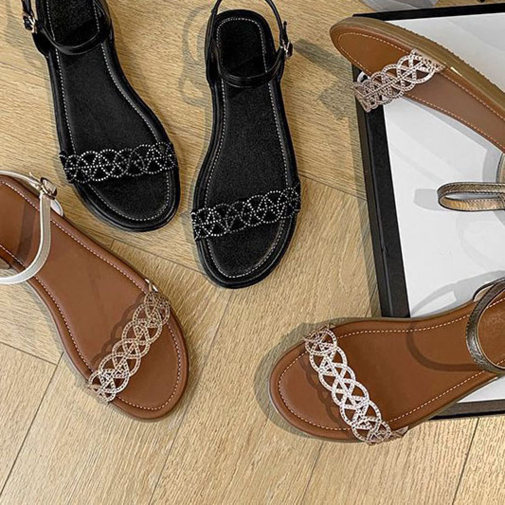 Women's Classic Buckle Ankle Strap Sandals - Open Toe Flat Summer Sandals with Durable Slingback Design | Perfect for Dating, Beach Walks & Casual Outings