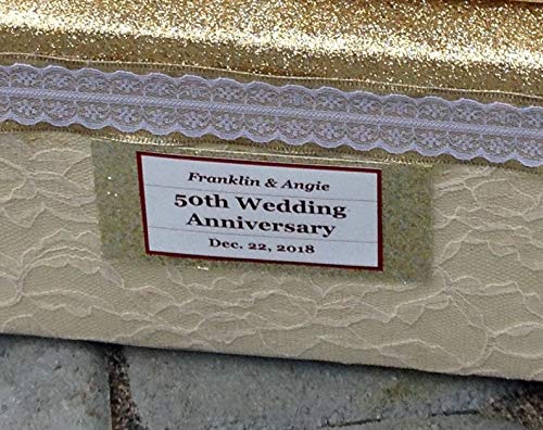 50th Anniversary Card Box - 3 Tier Gold Keepsake with Card Slots, Personalized & Handmade - Perfect for Golden Jubilee Celebrations & Gift Giving