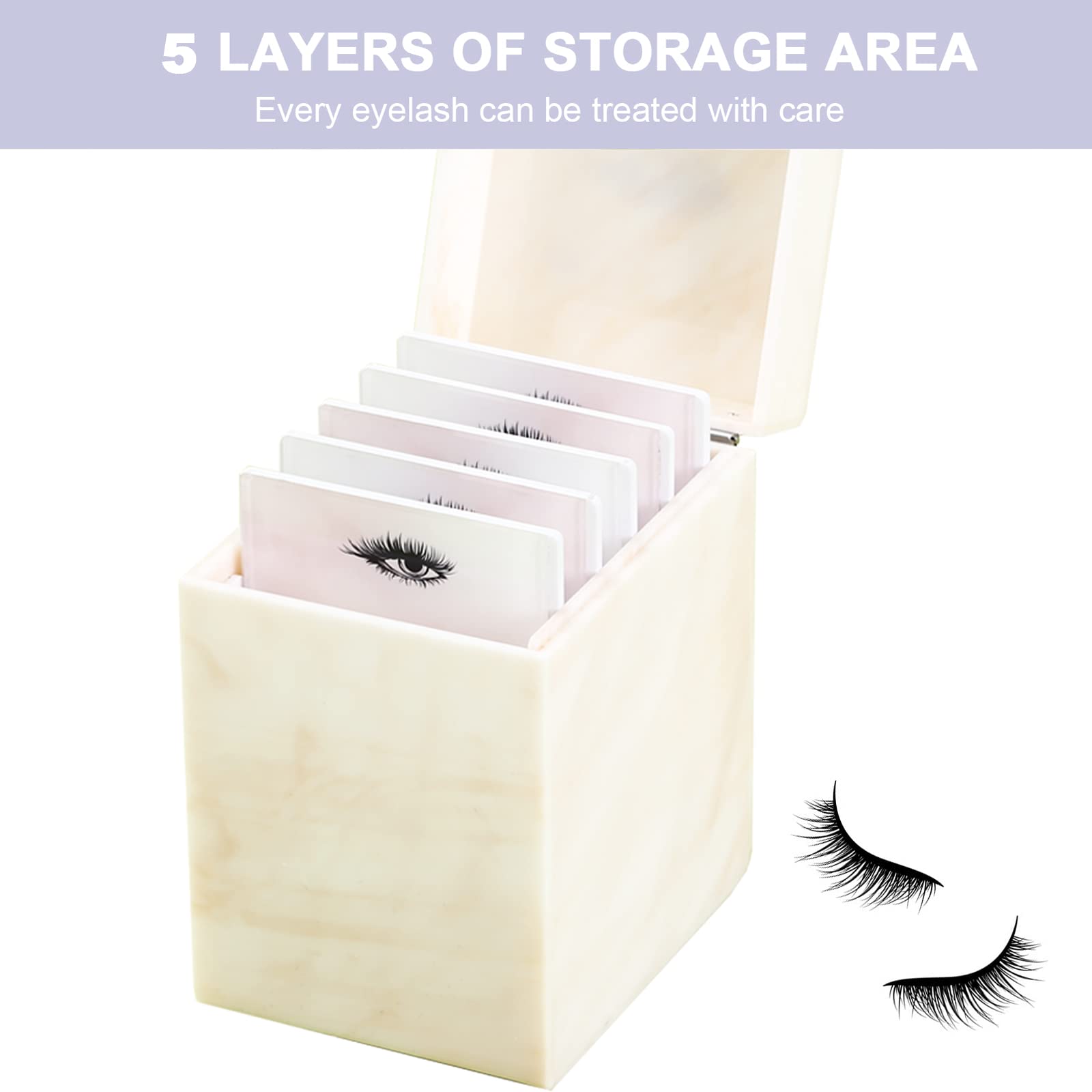 5-Layer Acrylic Eyelash Storage Box with Dust Cover - Professional Lash Extension Organizer for Makeup Artists & Salon Use - Perfect for Eyelash Extensions, False Lashes & Beauty Tools Storage