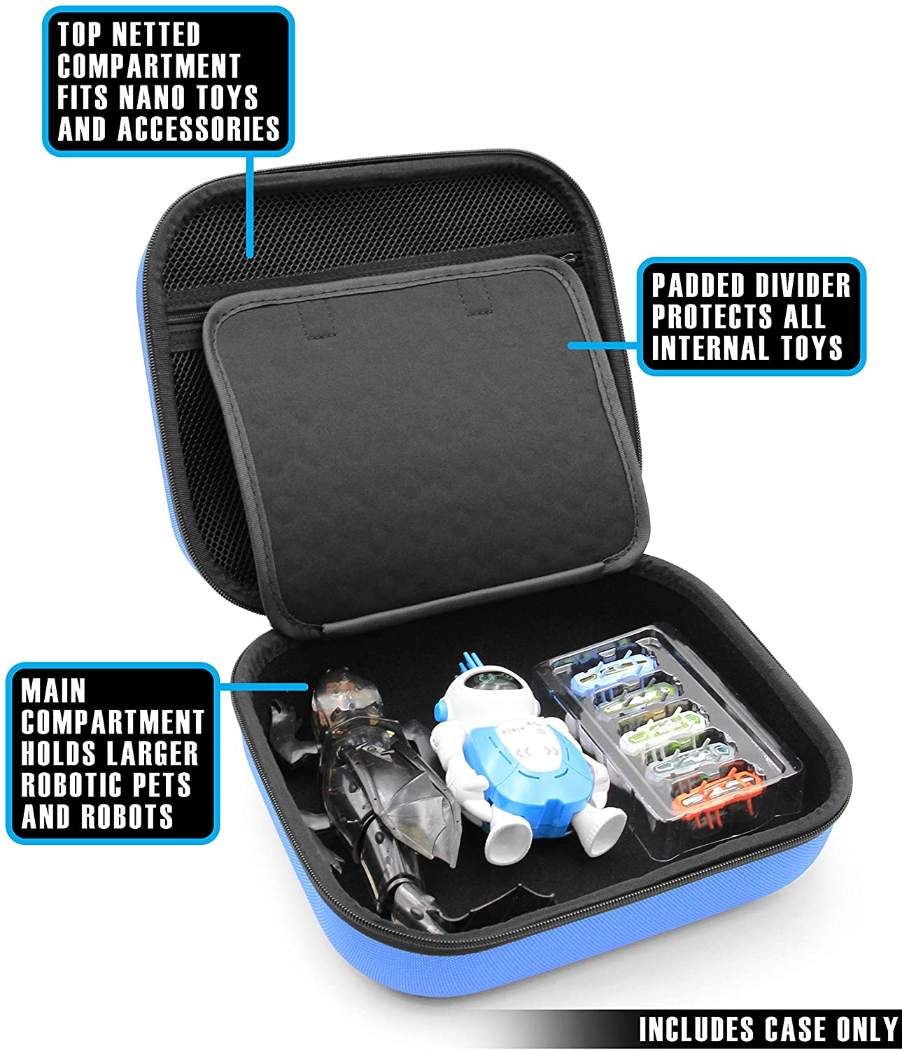 CASEMATIX Travel Storage Case for HEXBUG Remote Control Dragon, MoBots Mimix Robots & HEXBUG Nanos - Durable Protective Toy Organizer for HEXBUG Collectors - Perfect for Travel, Playdates & Toy Collection Organization