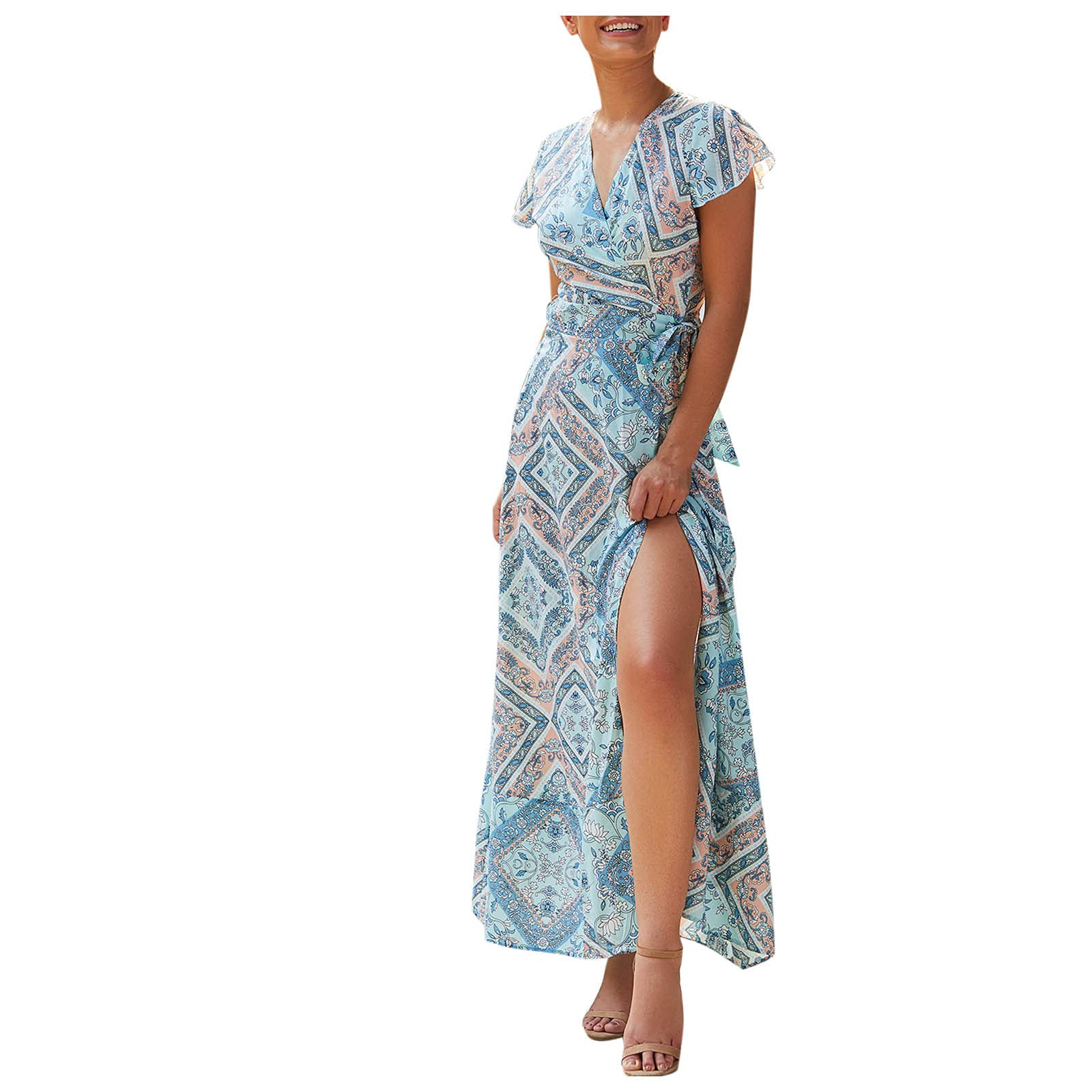 Sexy Floral Boho Maxi Dress for Women - Backless Beach Sundress, Party & Evening Wear - Perfect for Vacations, Date Nights & Summer Outings