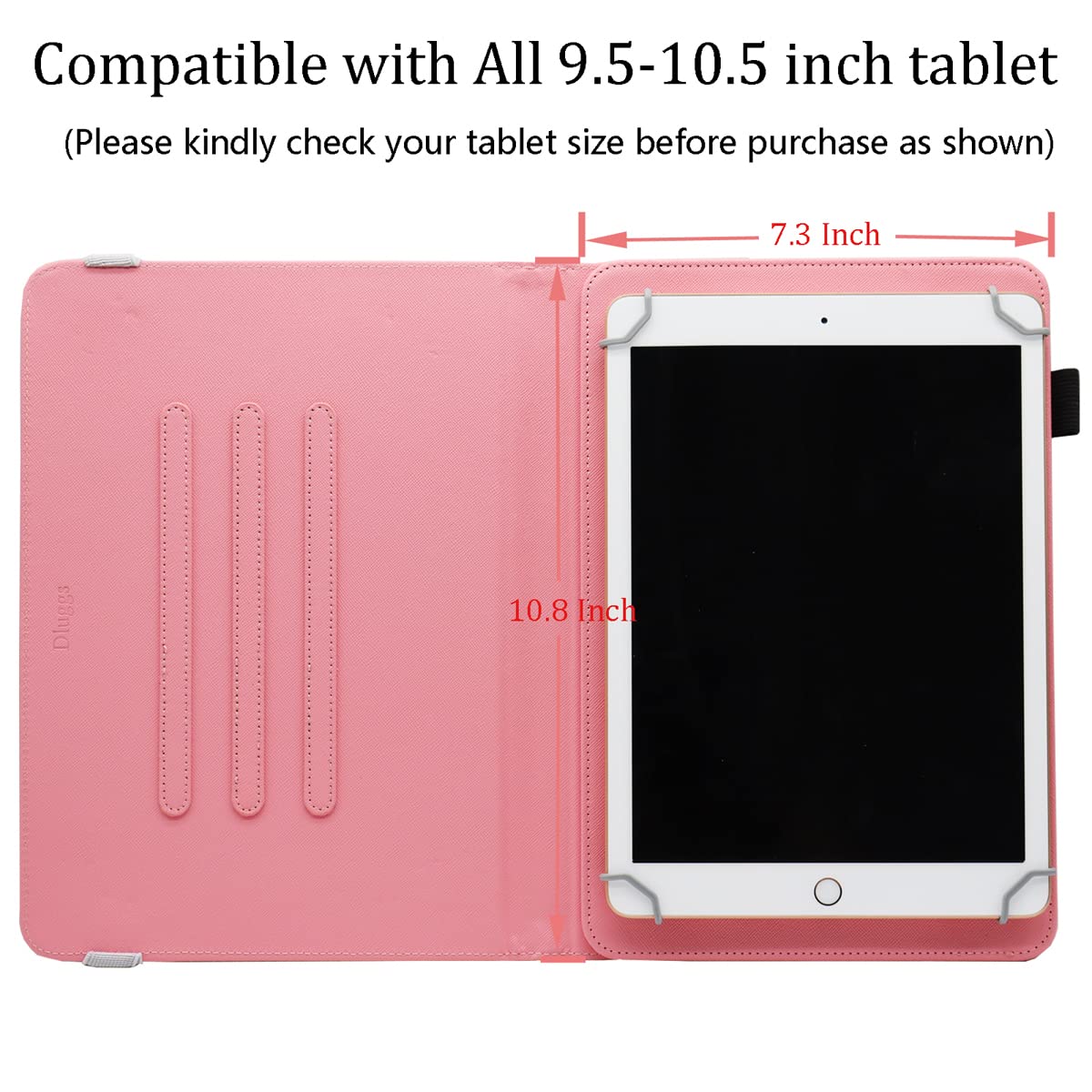 Universal 10-10.1 Inch Tablet Case - Dluggs PU Leather 360° Rotating Stand Cover for 9.5-10.5