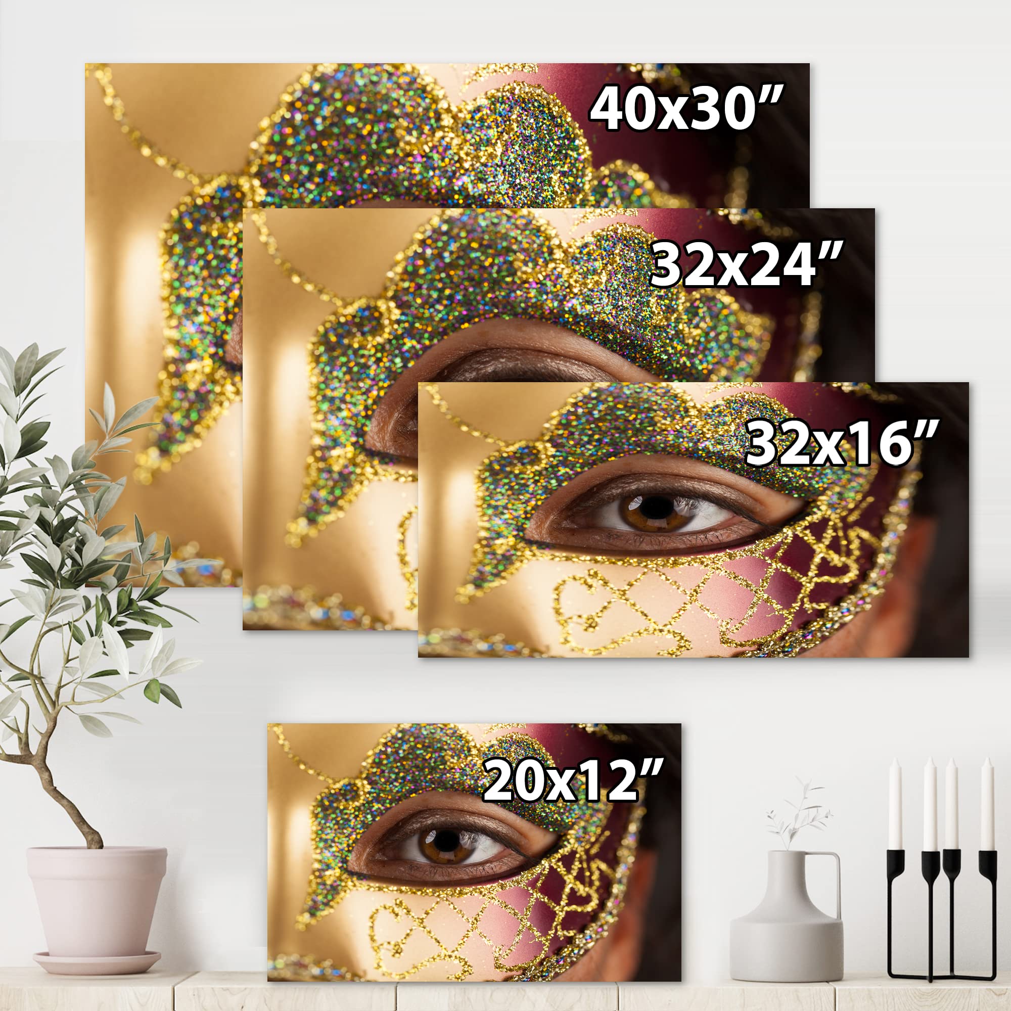 Venetian Mask Woman Modern Canvas Wall Art - Elegant Home Decor for Living Room, Bedroom & Office