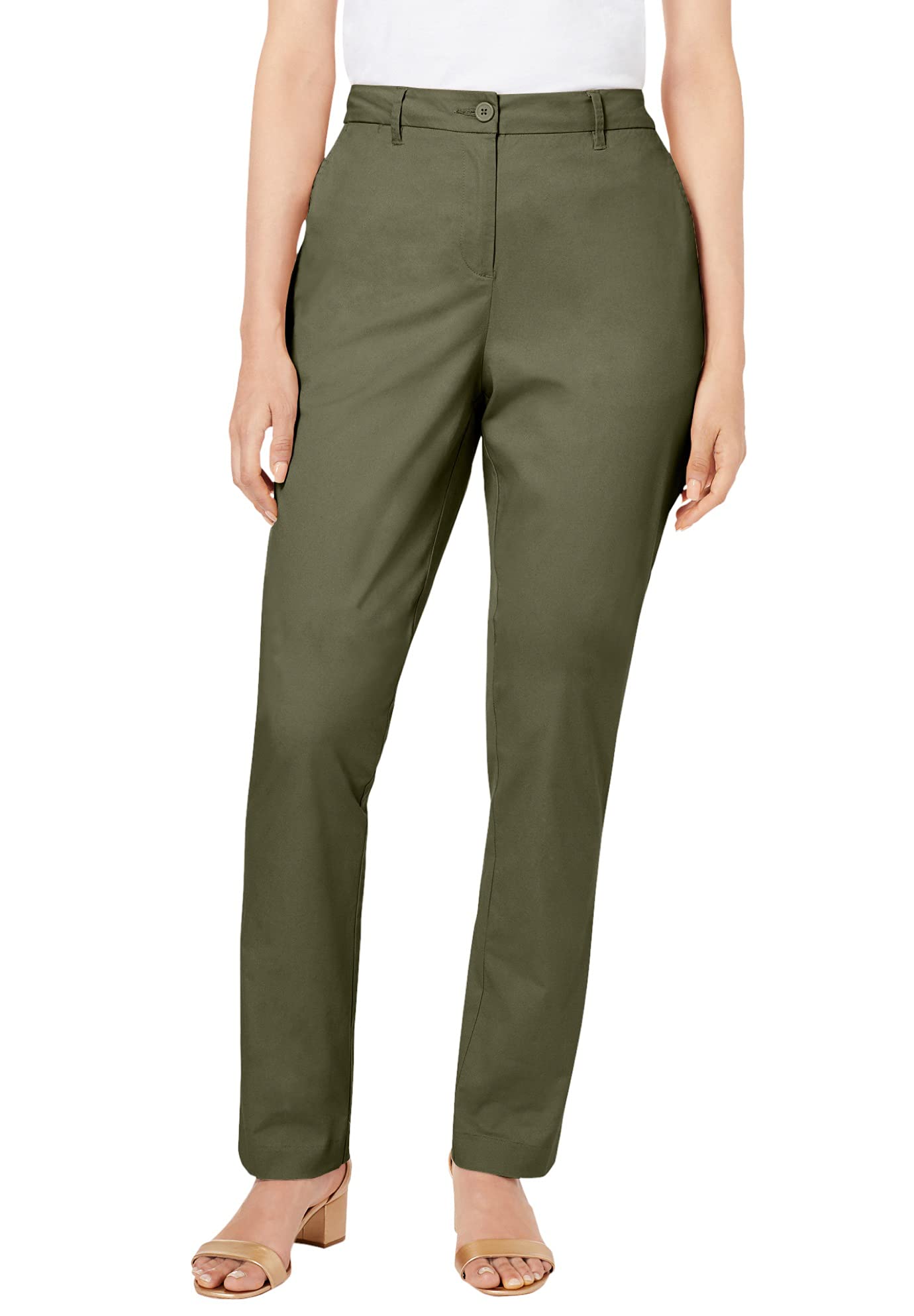 Women's Plus Size Chino Pants - Straight Leg for Work & Casual