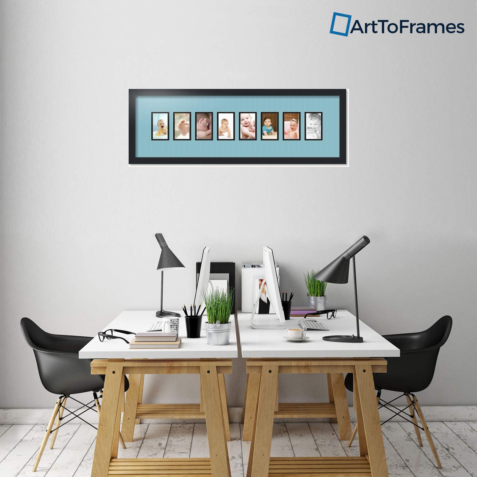Art to Frames 36x10 Inch Double Mat Picture Frame - 1.25 Inch Wide Satin Black for Wall Art, Photos & Certificates | Perfect for Home, Office & Gallery Displays