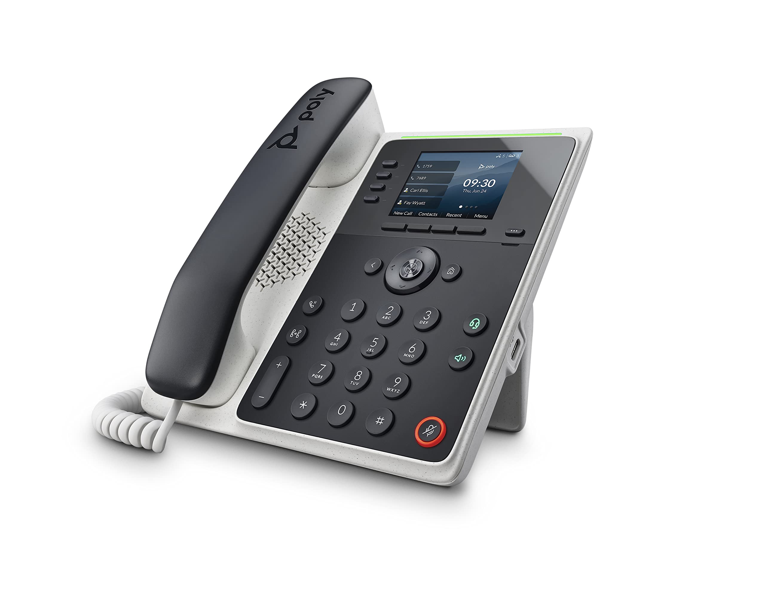 Plantronics Poly Edge E220 IP Desk Phone with 4-Line Keys & Bluetooth – Supports 16 Lines, Mobile & Headset Pairing – Ideal for Office Common Areas, Conference Rooms & Call Centers