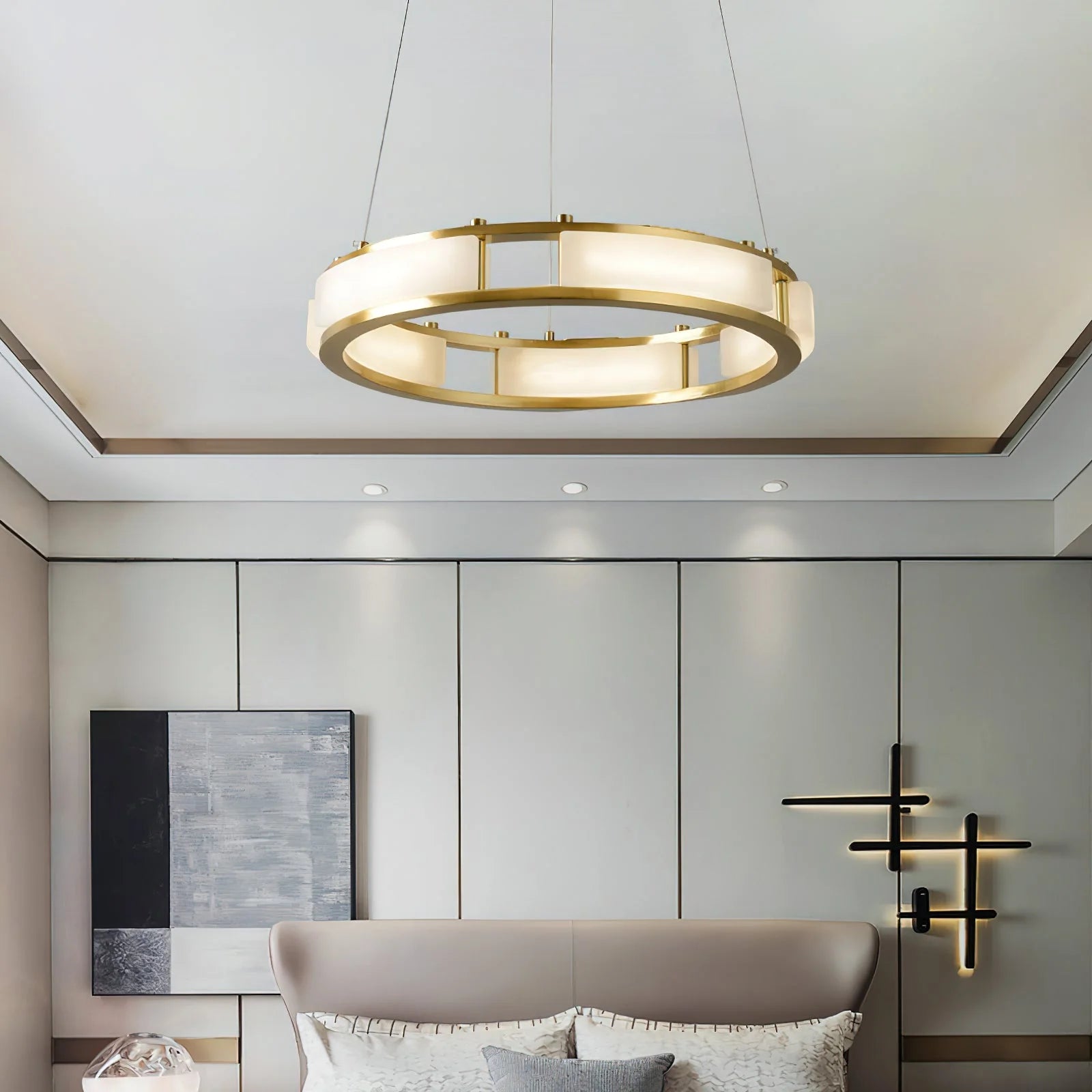 Elegant Qatar Alabaster Chandelier - Handcrafted Luxury Crystal Ceiling Light Fixture for Dining Room, Living Room & Bedroom Decor
