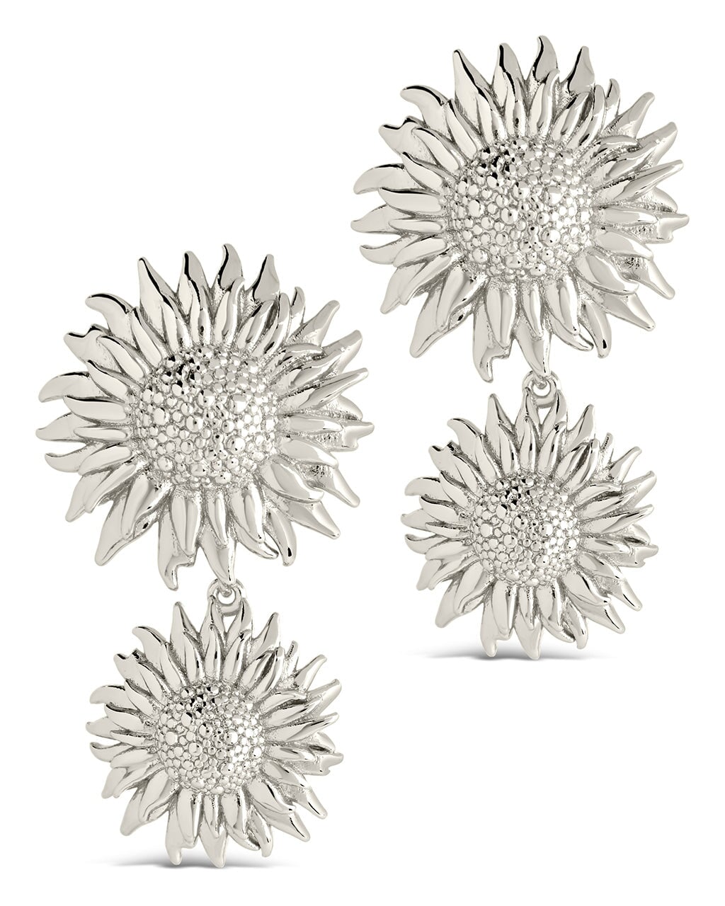 Solaris Sunflower Drop Stud Earrings for Women - 14K Gold Plated Floral Dangle Earrings - Perfect for Spring, Summer, Wedding & Everyday Wear