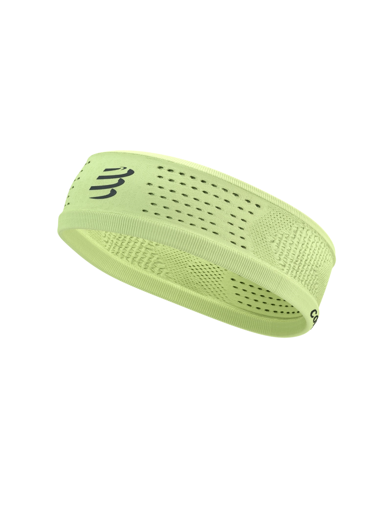 Compressport Unisex Thin Headband On/Off - Sweat Absorbing Sports Headband for Running, Cycling & Workouts - Shadow Lime Color