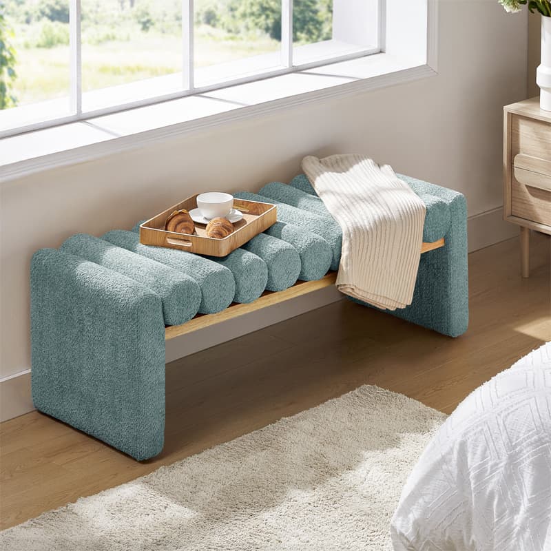 Modern Functional Bench with Solid Wood Seat Frame - Stylish Entryway, Living Room, or Bedroom Seating - Durable & Comfortable for Home Decor
