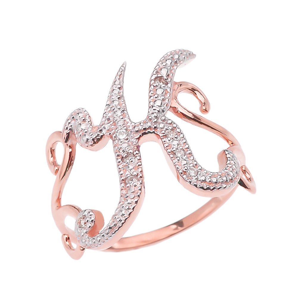 10K Rose Gold Modern Cursive Letter K Diamond Pendant Necklace - Elegant Personalized Jewelry Gift for Women, Perfect for Birthdays, Anniversaries & Special Occasions