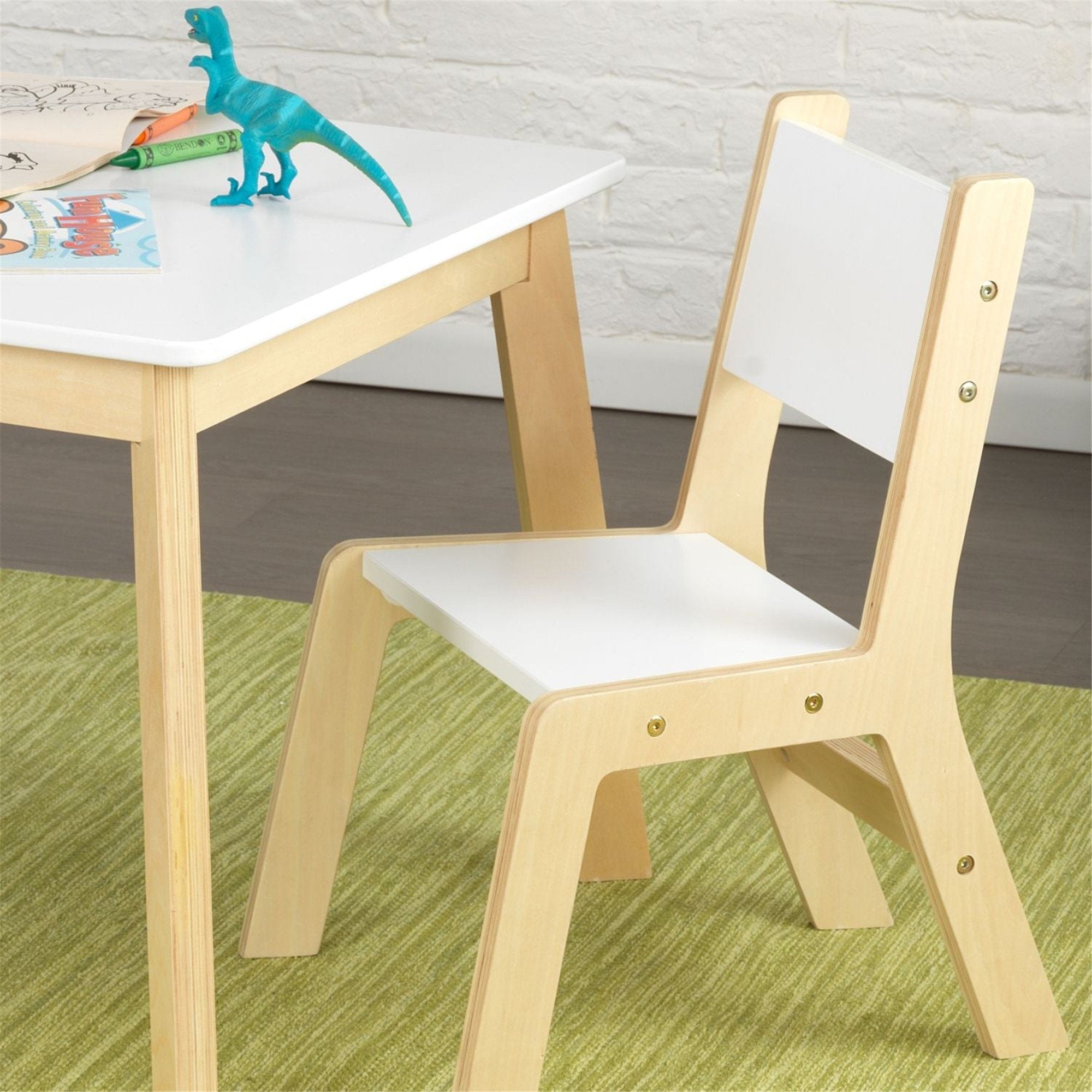 KidKraft Modern Kids Table and 2 Chairs Set - Wooden Play Table for Children's Activities, Arts & Crafts, Learning - Perfect for Playroom, Classroom, or Home Use