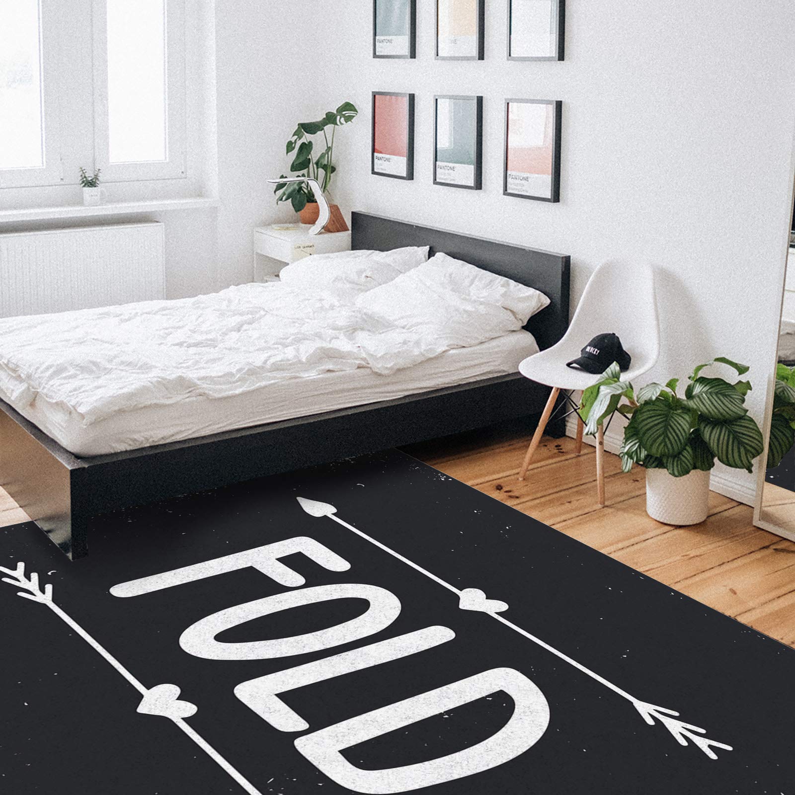 5'x8' Area Runner Rug with Laundry Theme Sign - Washable Indoor/Outdoor Carpet for Kitchen, Living Room, Bathroom, Bedroom & Classroom - Perfect as Welcome Doormat, Desk Mat or Backdrop Decor